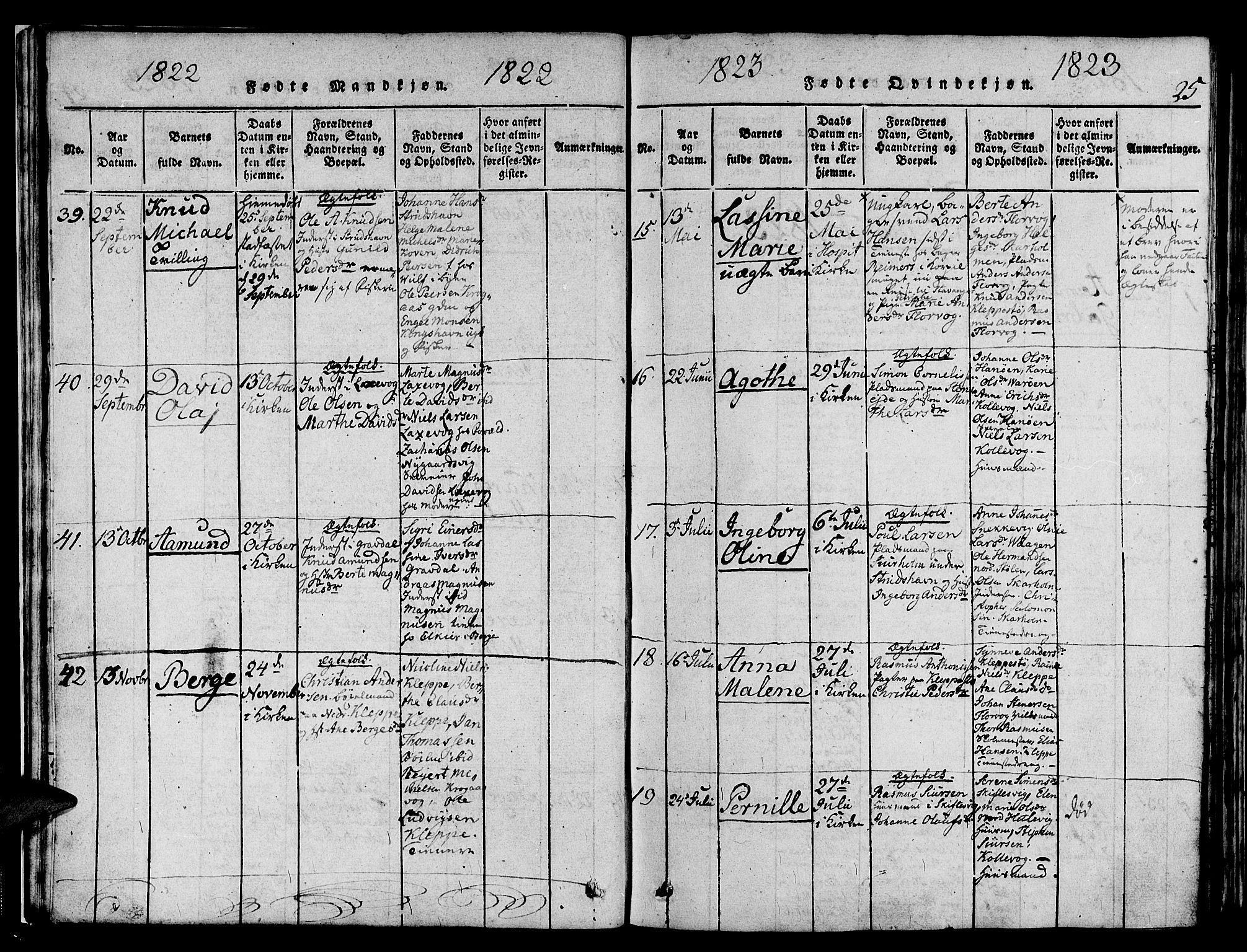 Askøy Sokneprestembete, AV/SAB-A-74101/H/Ha/Haa/Haaa/L0003: Parish register (official) no. A 3, 1815-1825, p. 25