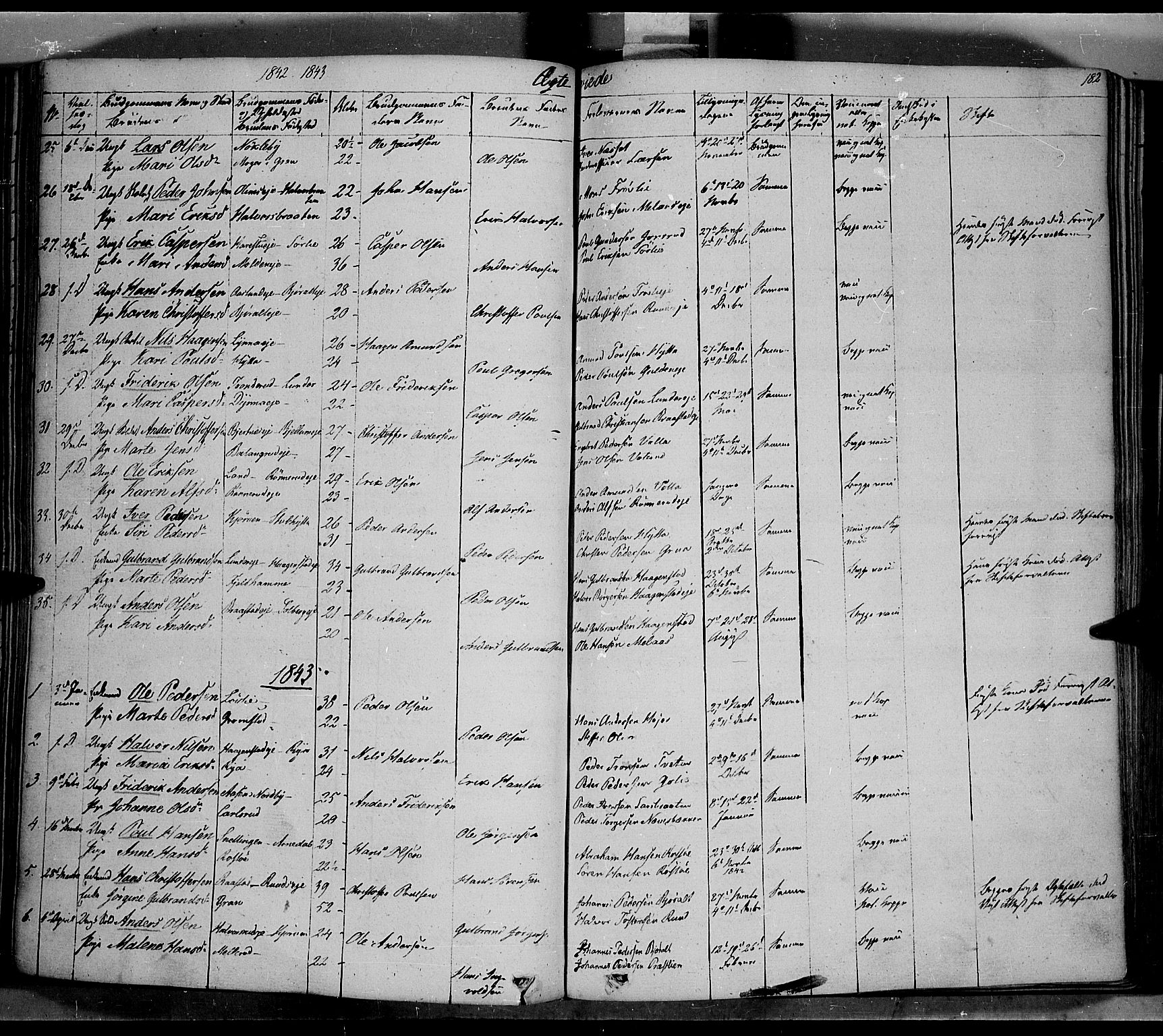 Jevnaker prestekontor, SAH/PREST-116/H/Ha/Haa/L0006: Parish register (official) no. 6, 1837-1857, p. 182