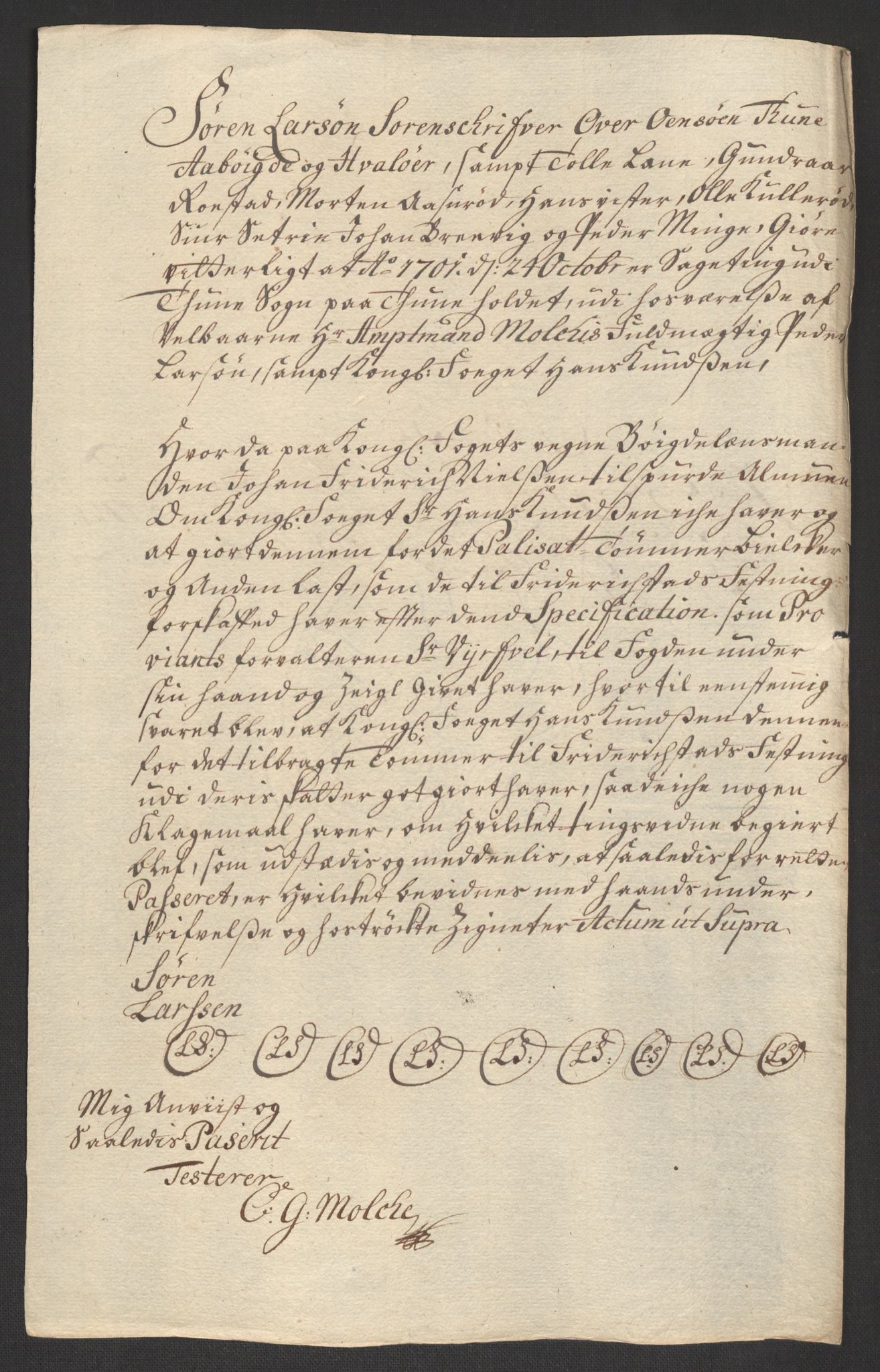 Rentekammeret inntil 1814, Reviderte regnskaper, Fogderegnskap, AV/RA-EA-4092/R04/L0130: Fogderegnskap Moss, Onsøy, Tune, Veme og Åbygge, 1701, p. 254