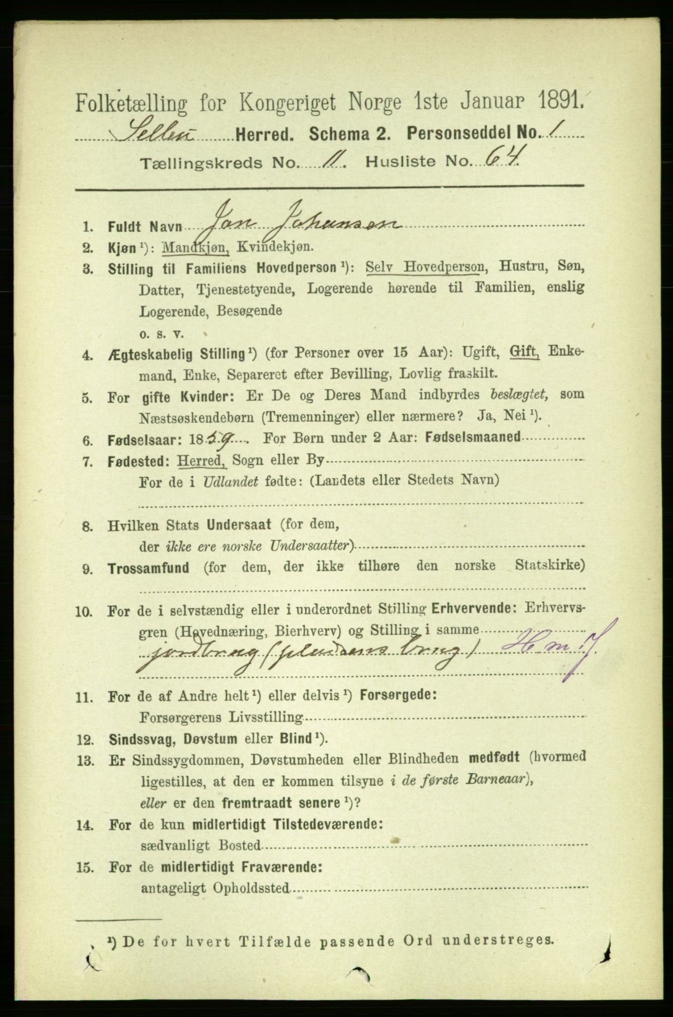 RA, 1891 census for 1664 Selbu, 1891, p. 4360
