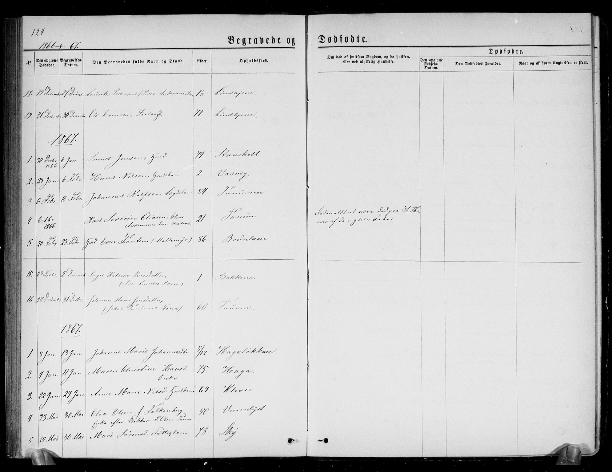 Brunlanes kirkebøker, SAKO/A-342/G/Ga/L0002: Parish register (copy) no. I 2, 1866-1876, p. 124