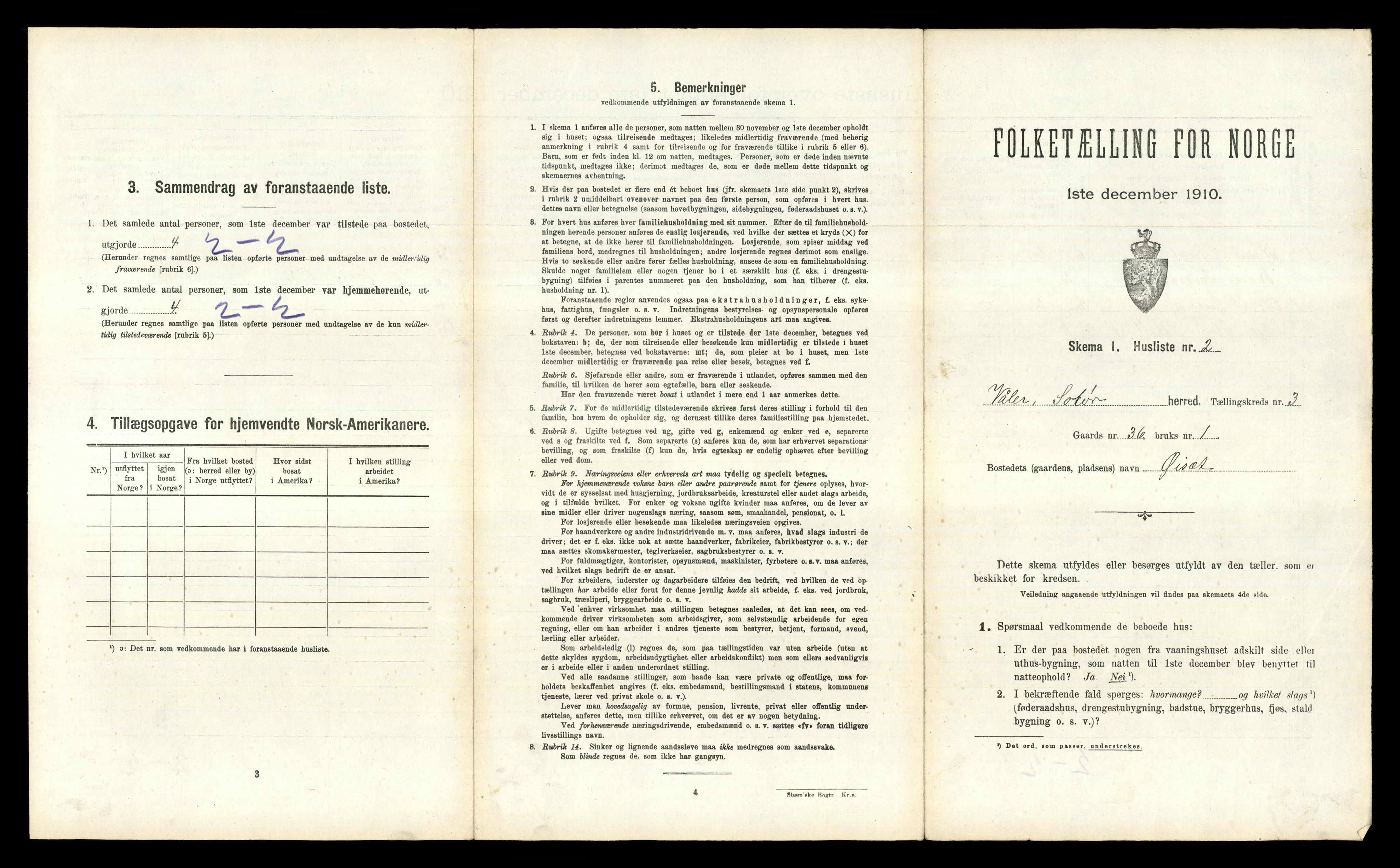 RA, 1910 census for Våler, 1910, p. 317