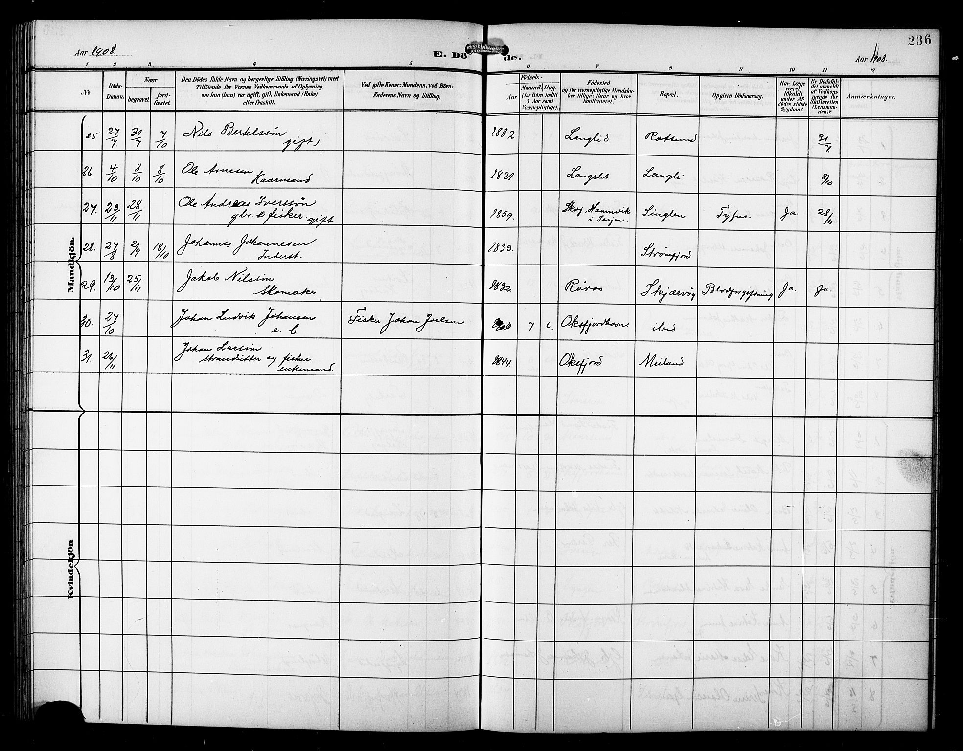 Skjervøy sokneprestkontor, AV/SATØ-S-1300/H/Ha/Hab/L0008klokker: Parish register (copy) no. 8, 1900-1910, p. 236