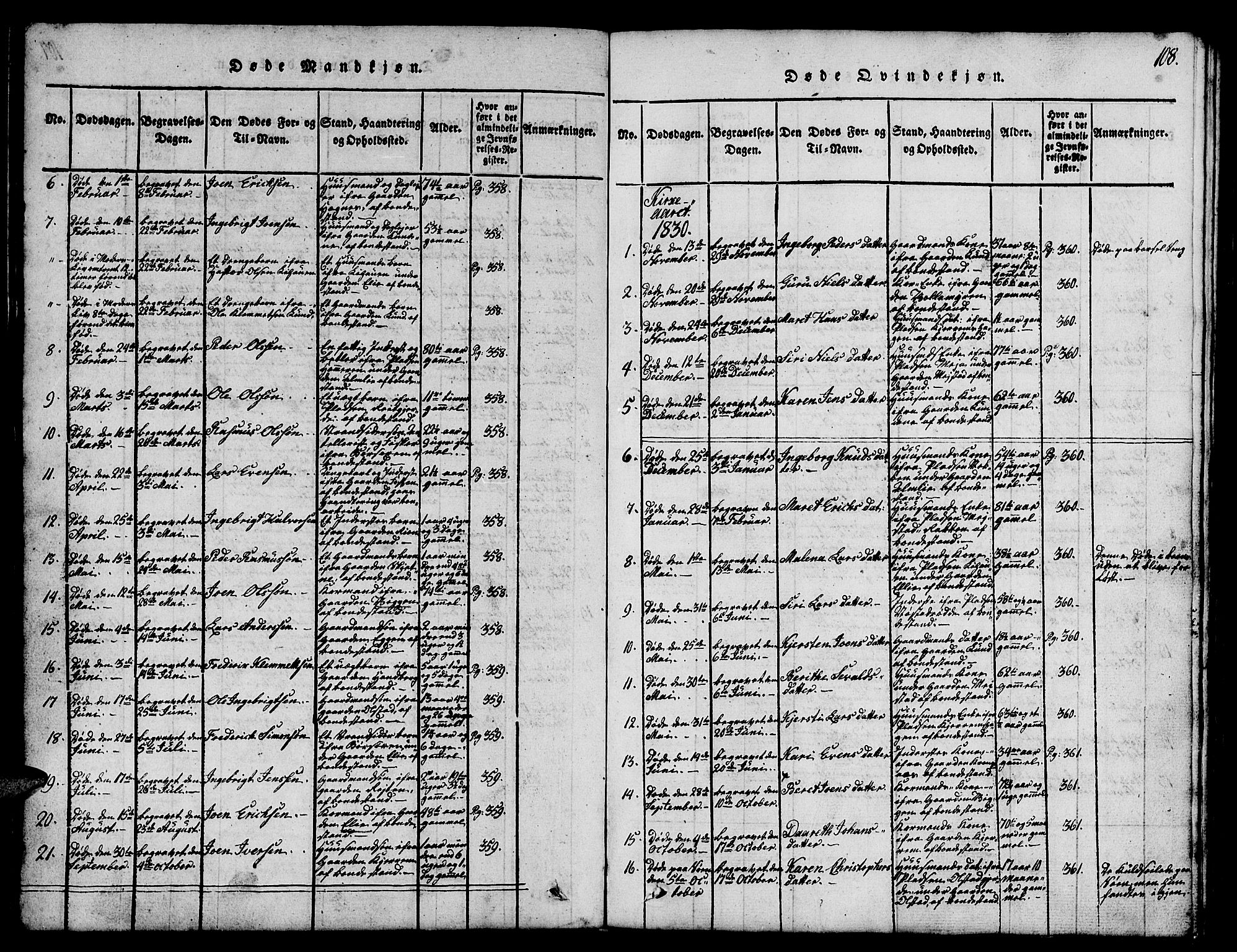 Ministerialprotokoller, klokkerbøker og fødselsregistre - Sør-Trøndelag, SAT/A-1456/665/L0776: Parish register (copy) no. 665C01, 1817-1837, p. 108