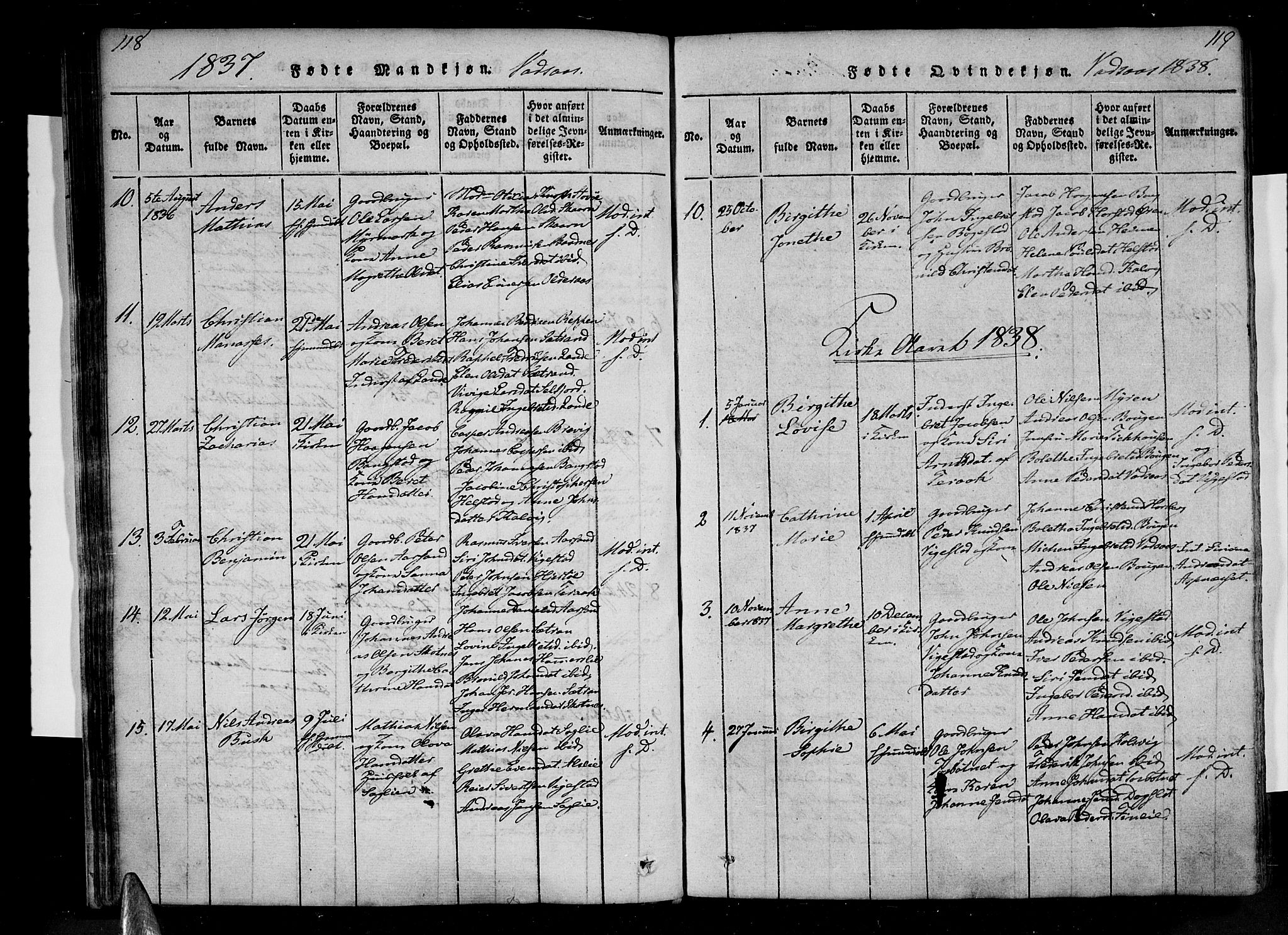 Ministerialprotokoller, klokkerbøker og fødselsregistre - Nordland, AV/SAT-A-1459/810/L0142: Parish register (official) no. 810A06 /1, 1819-1841, p. 118-119