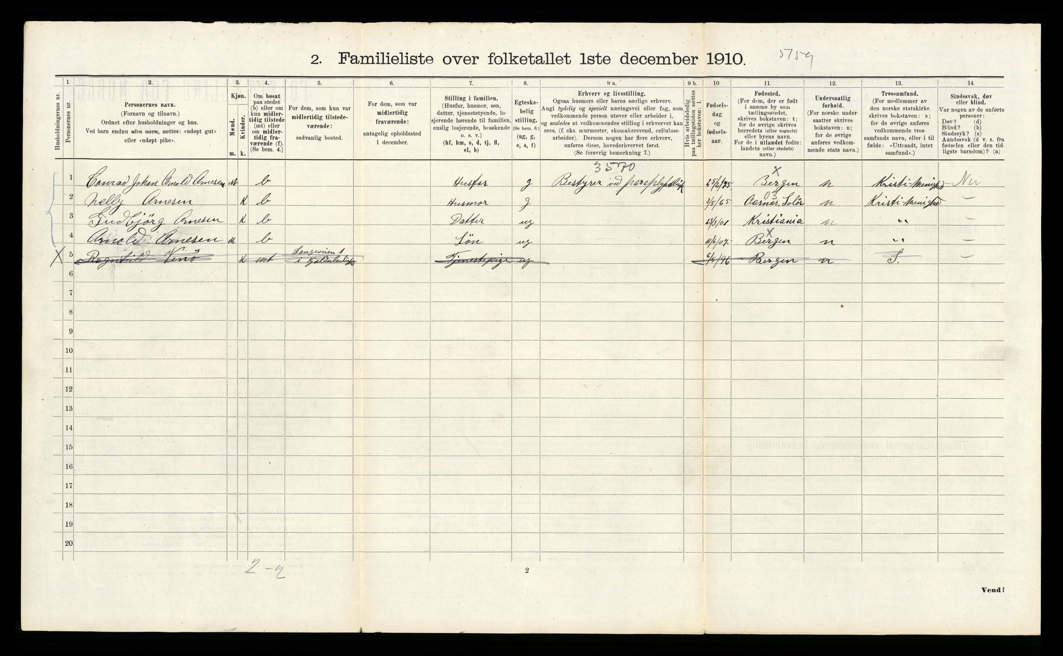 RA, 1910 census for Bergen, 1910, p. 31222