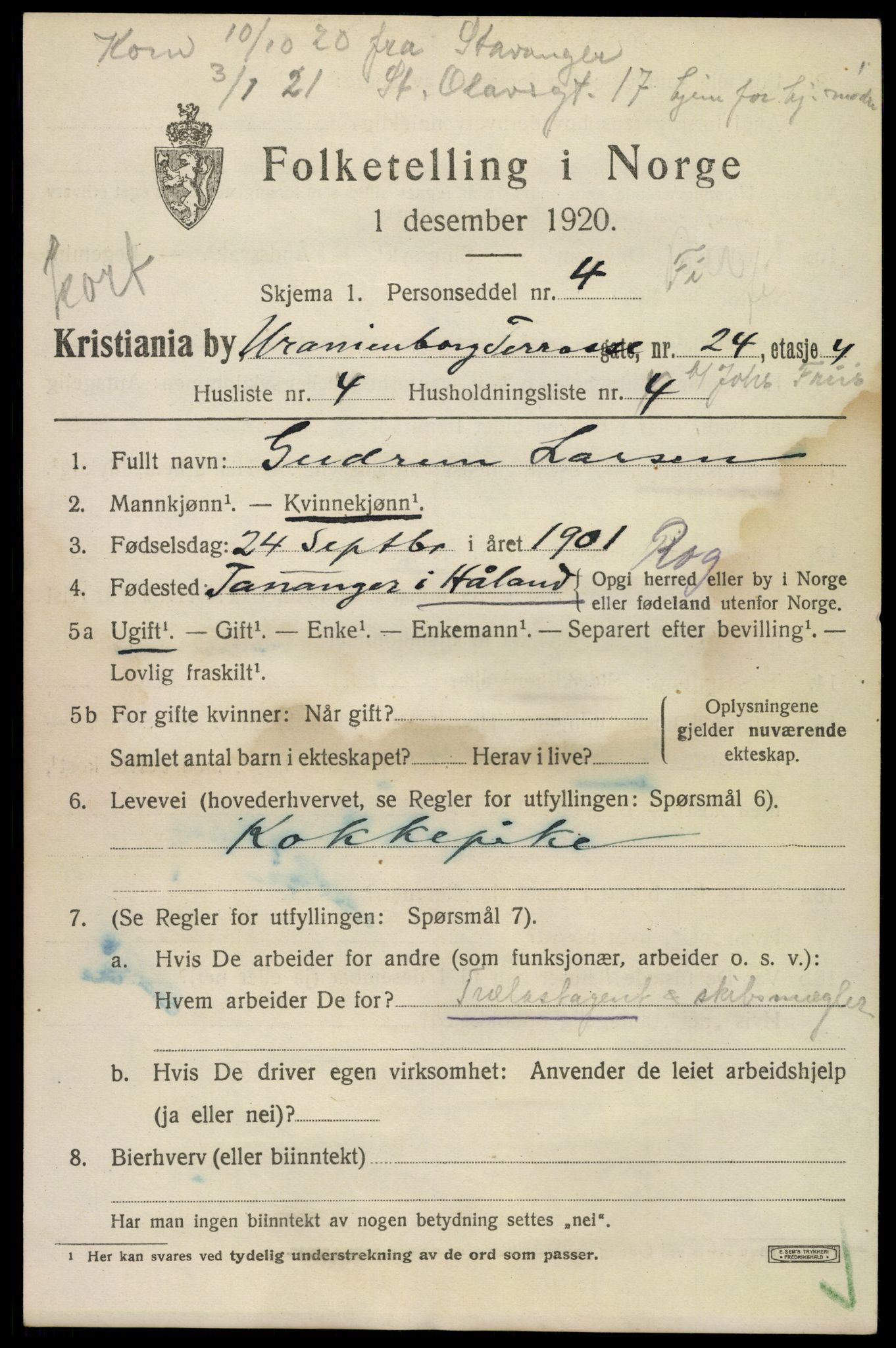 SAO, 1920 census for Kristiania, 1920, p. 619347