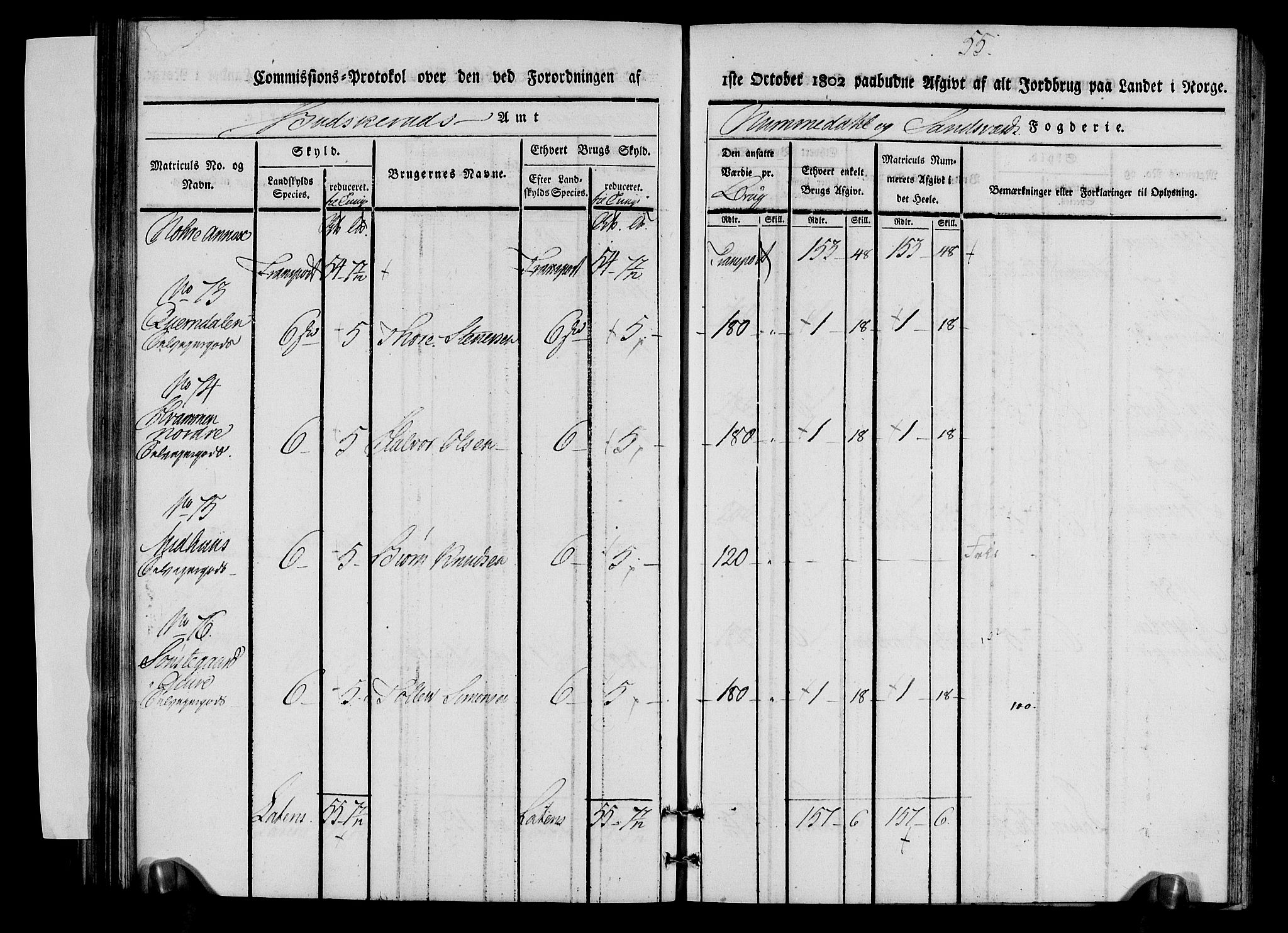 Rentekammeret inntil 1814, Realistisk ordnet avdeling, AV/RA-EA-4070/N/Ne/Nea/L0056b: Numedal og Sandsvær fogderi. Kommisjonsprotokoll over matrikulerte jordbruk i Uvdal og Nore annekser, 1803, p. 55