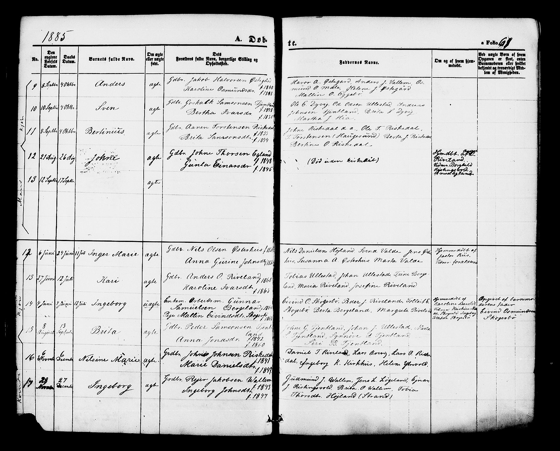 Hjelmeland sokneprestkontor, AV/SAST-A-101843/01/IV/L0012: Parish register (official) no. A 12, 1862-1886, p. 69