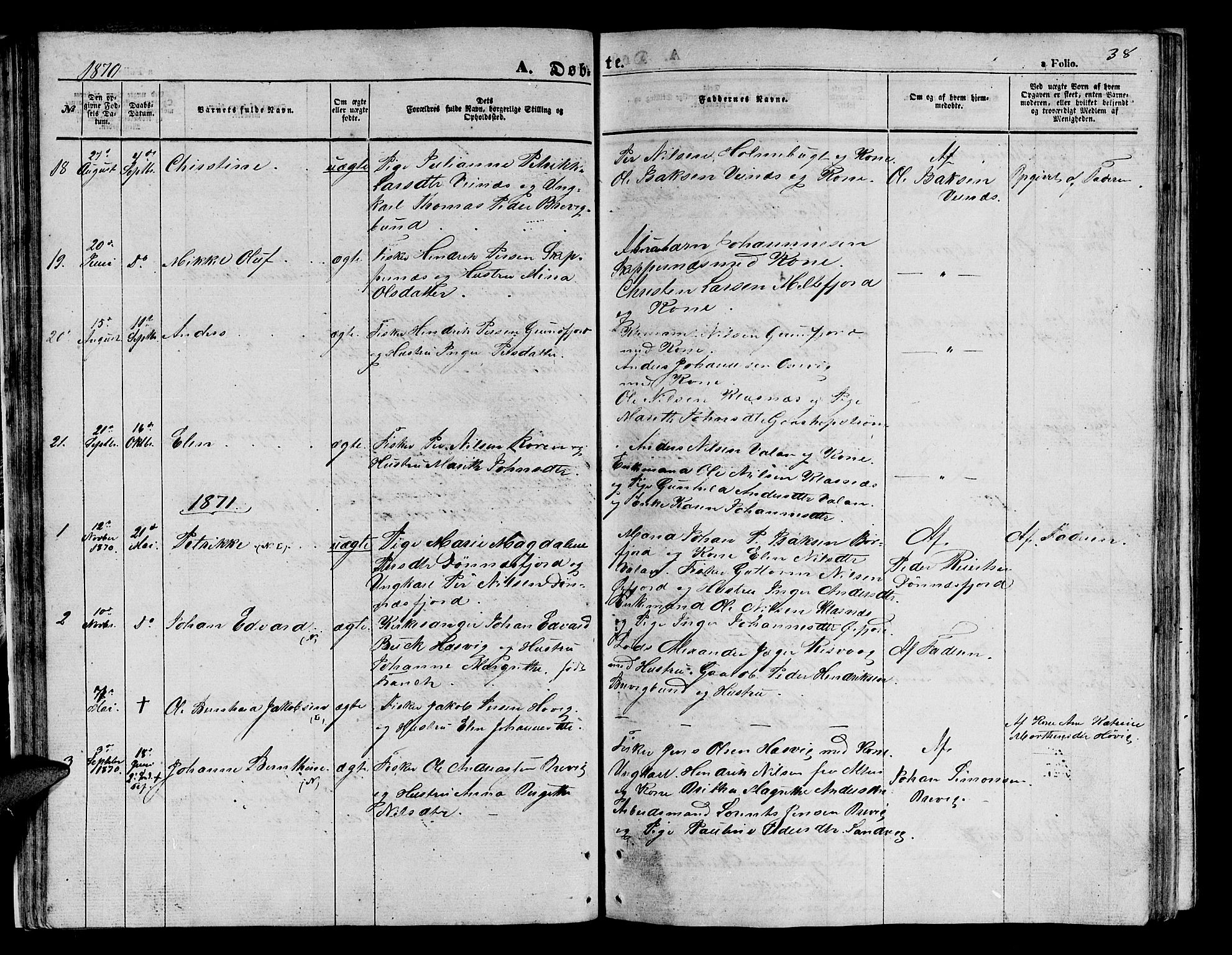 Loppa sokneprestkontor, SATØ/S-1339/H/Hb/L0003klokker: Parish register (copy) no. 3, 1853-1880, p. 38