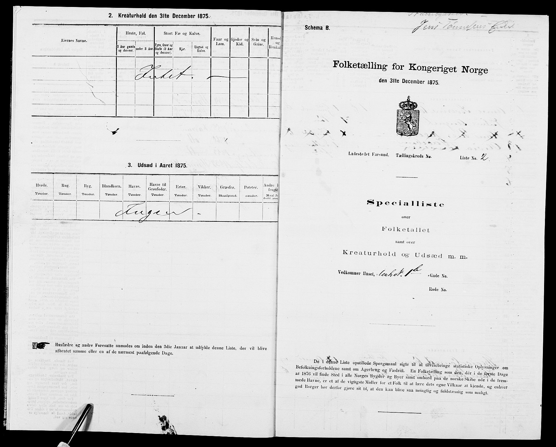 SAK, 1875 census for 1003B Vanse/Farsund, 1875, p. 10