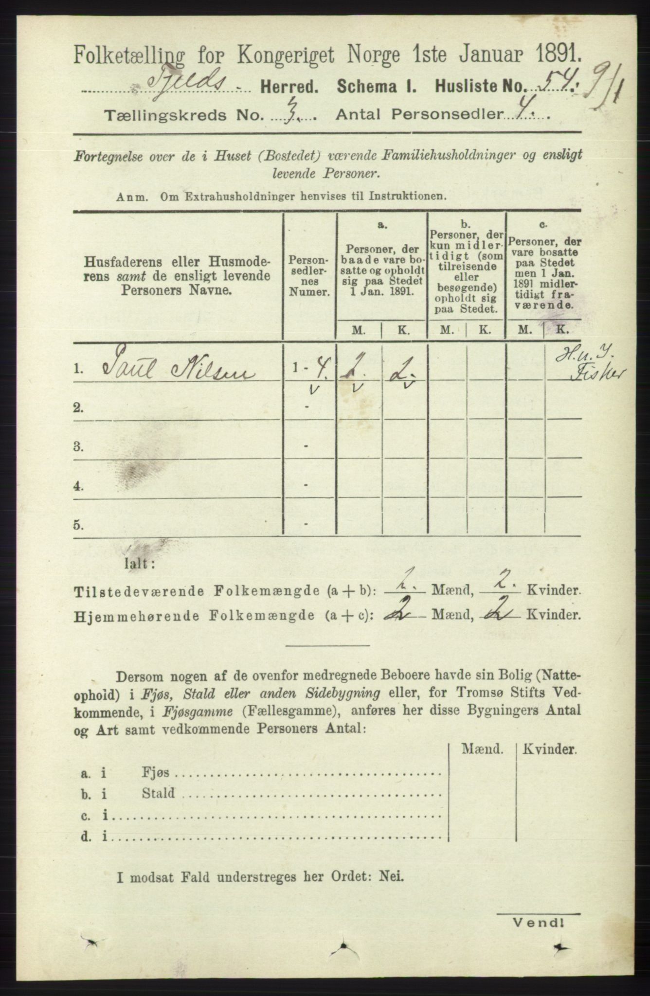 RA, 1891 census for 1246 Fjell, 1891, p. 1267