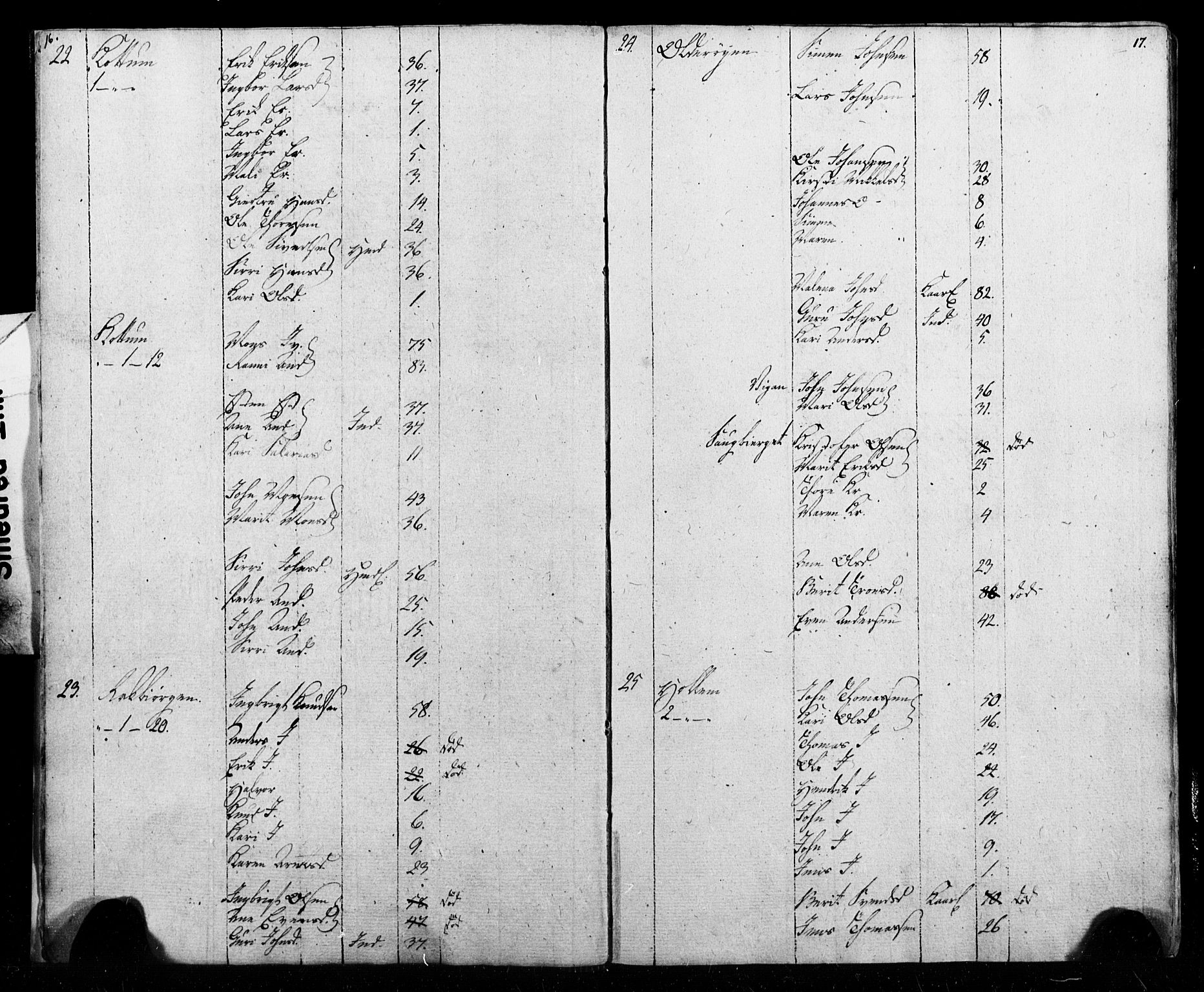 SAT, Census 1815 for Melhus, 1815, p. 16-17