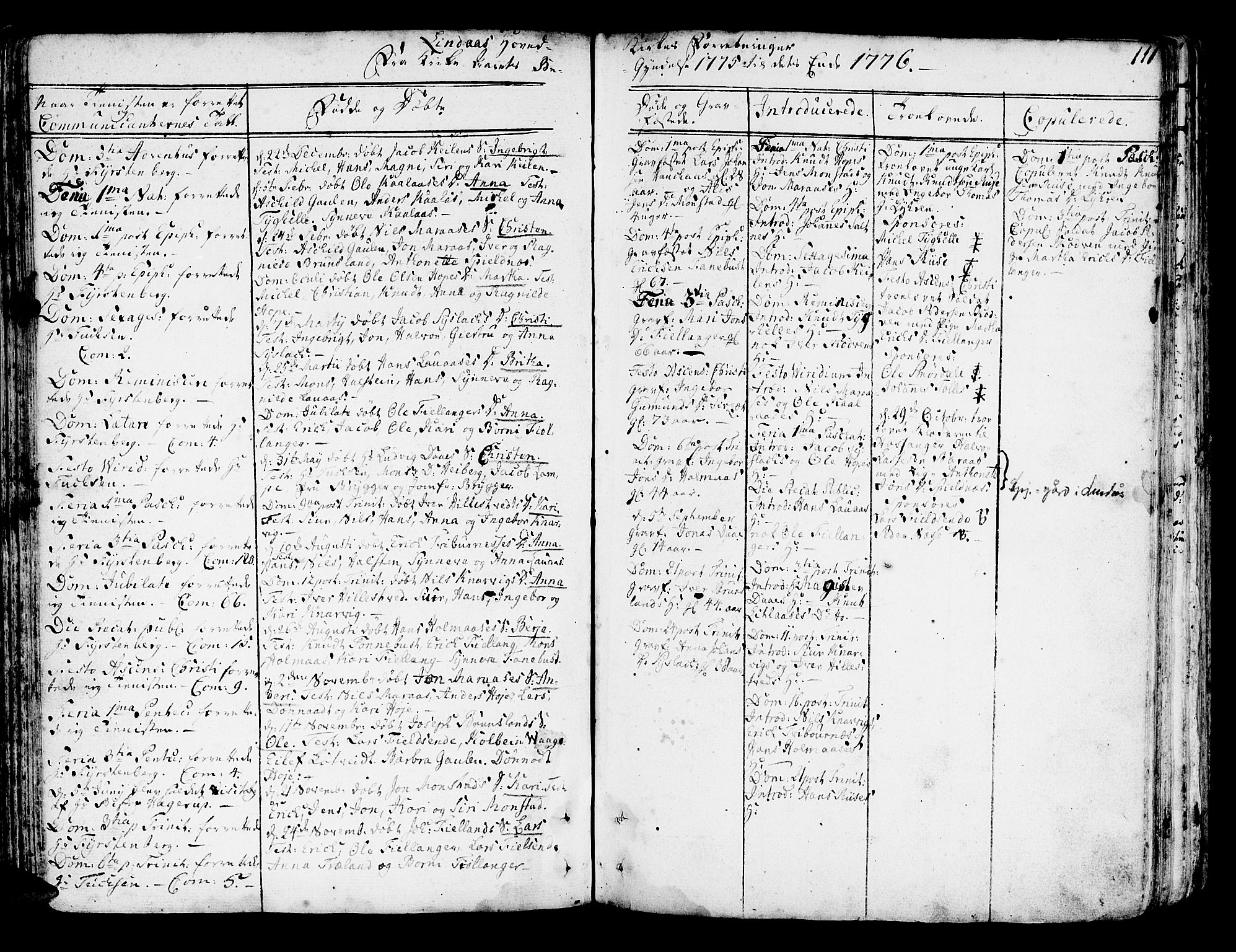 Lindås Sokneprestembete, SAB/A-76701/H/Haa: Parish register (official) no. A 4, 1764-1791, p. 111