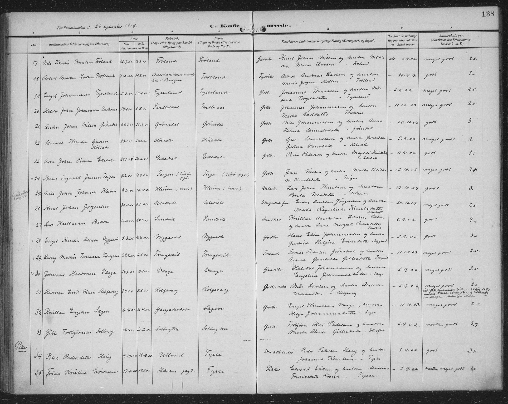 Samnanger Sokneprestembete, AV/SAB-A-77501/H/Haa: Parish register (official) no. A 2, 1902-1918, p. 138