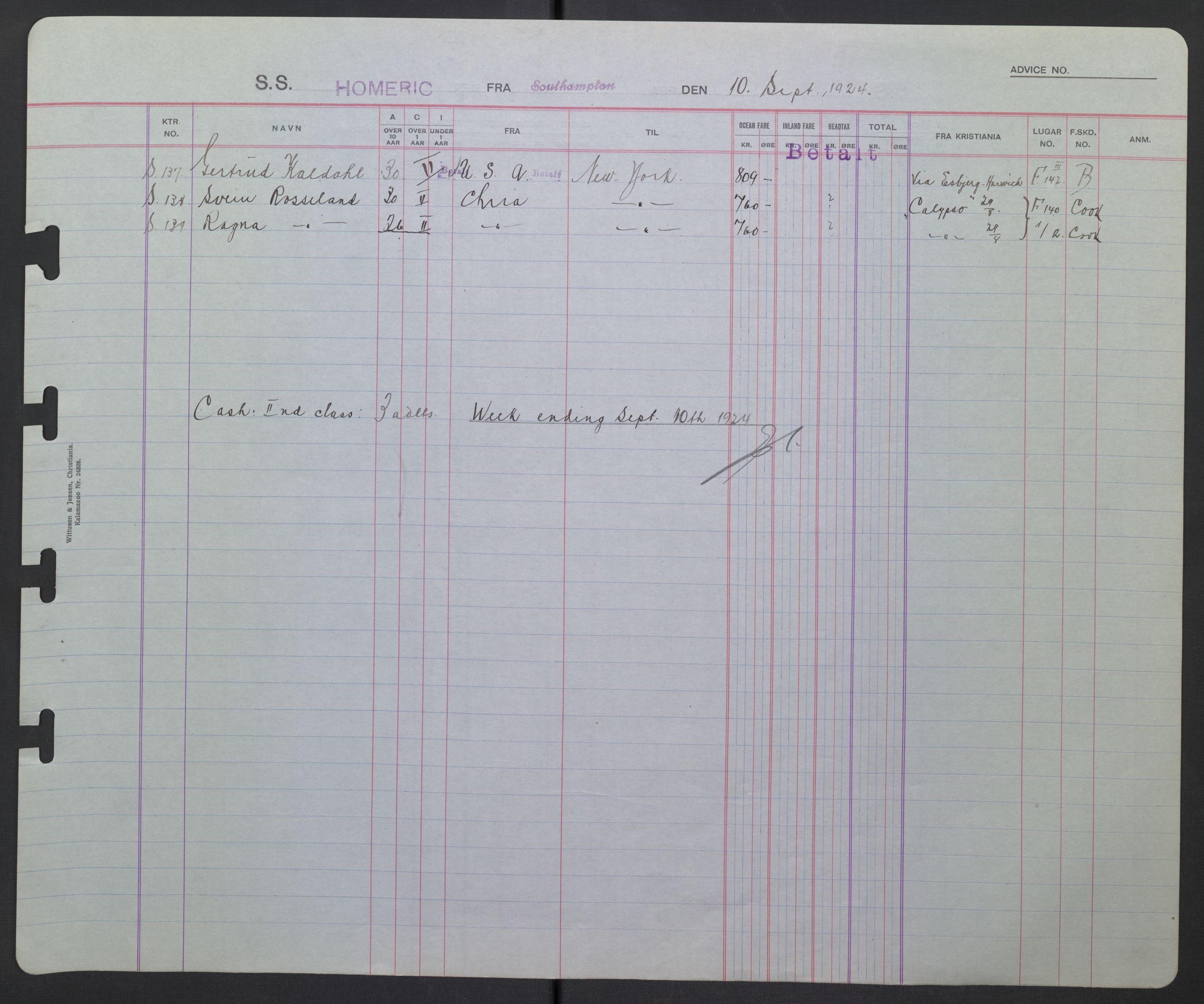 White Star-linjen, AV/SAO-PAO-0201/D/Db/L0002: Passasjerlister, 1924-1927, p. 58