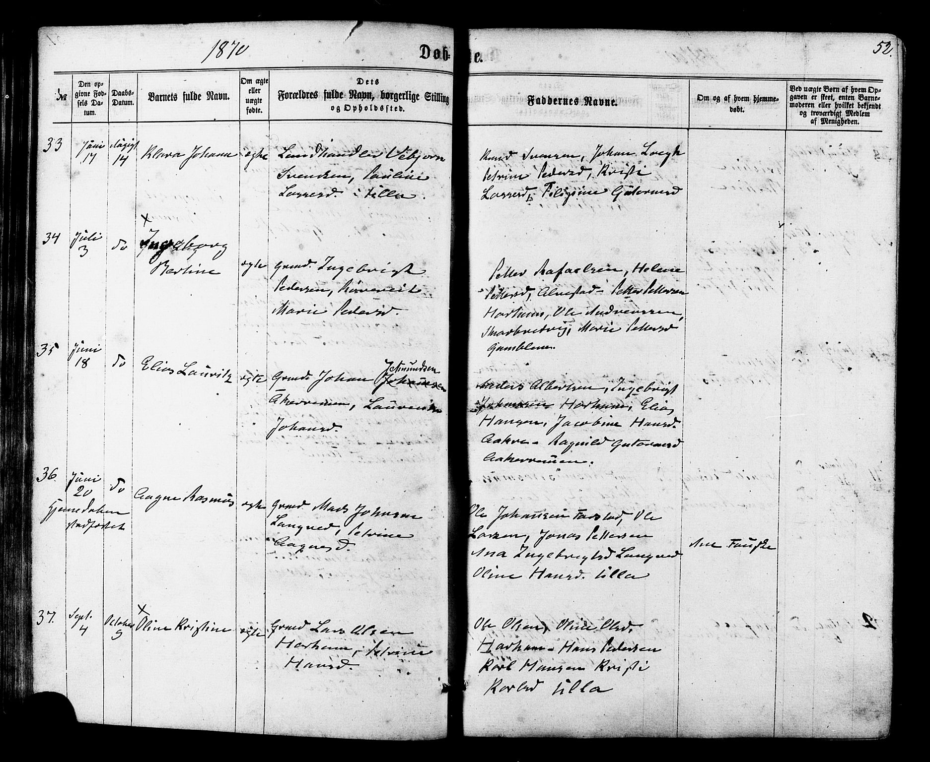 Ministerialprotokoller, klokkerbøker og fødselsregistre - Møre og Romsdal, SAT/A-1454/536/L0498: Parish register (official) no. 536A07, 1862-1875, p. 52