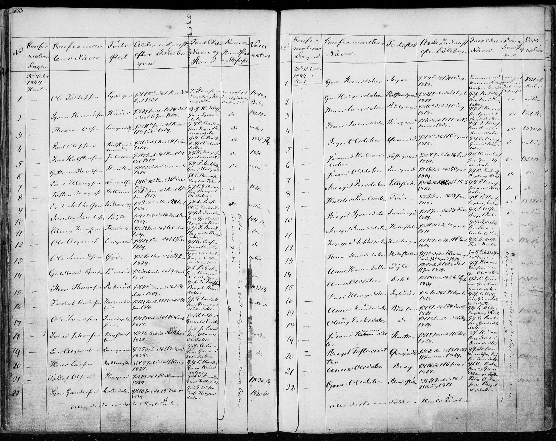 Ål kirkebøker, SAKO/A-249/F/Fa/L0005: Parish register (official) no. I 5, 1825-1848, p. 253