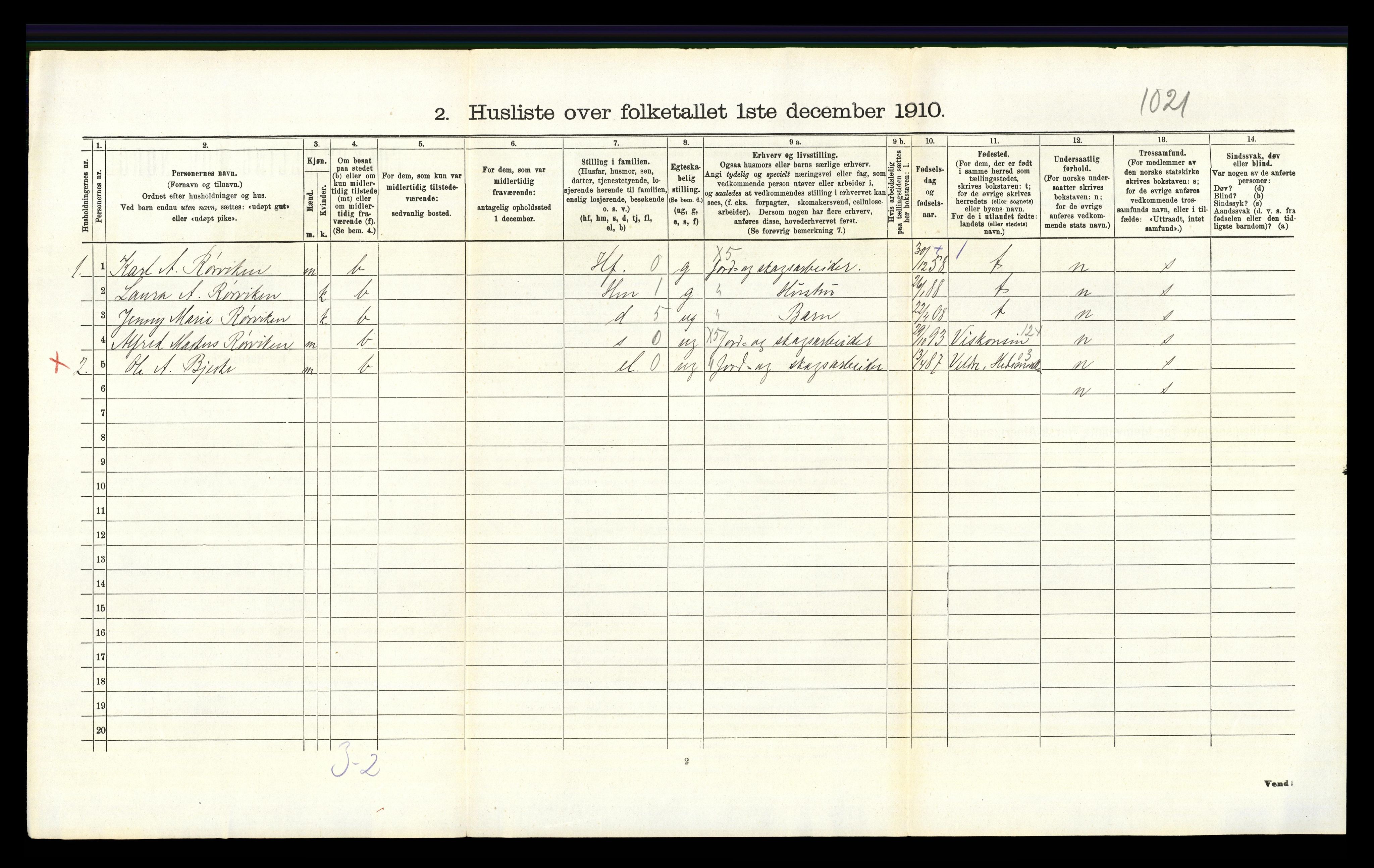 RA, 1910 census for Hole, 1910, p. 331