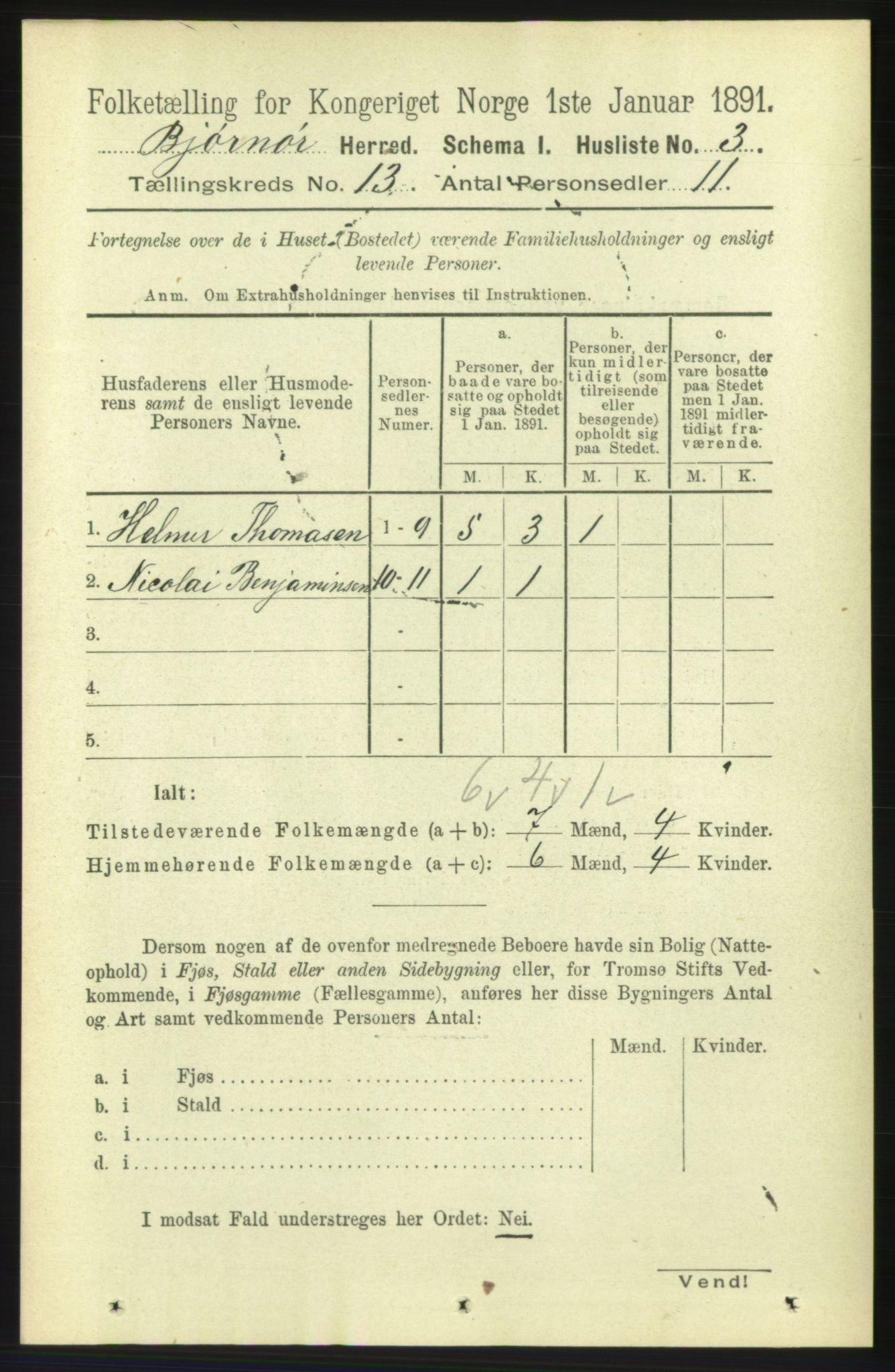 RA, 1891 census for 1632 Bjørnør, 1891, p. 5481