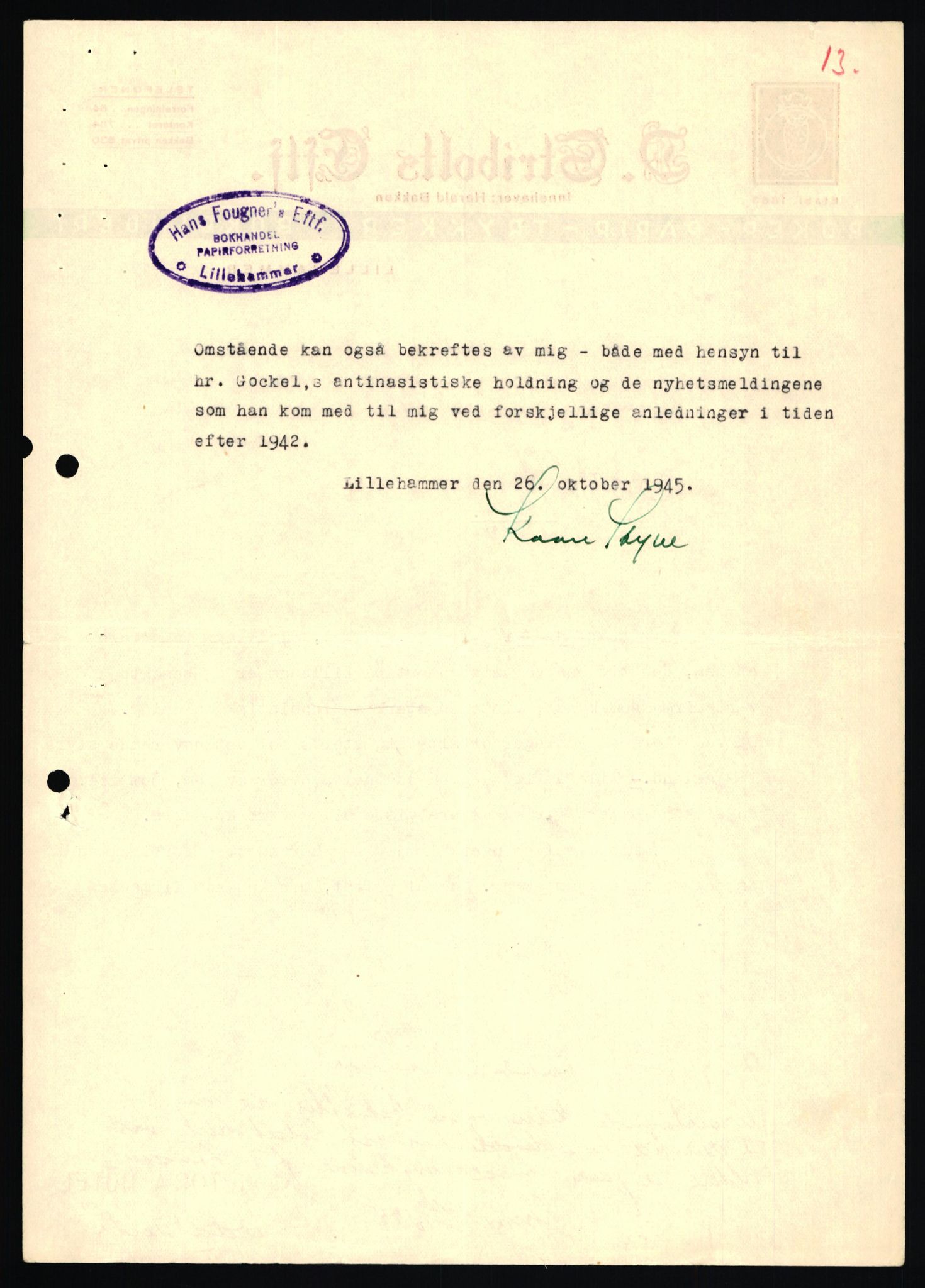 Forsvaret, Forsvarets overkommando II, AV/RA-RAFA-3915/D/Db/L0010: CI Questionaires. Tyske okkupasjonsstyrker i Norge. Tyskere., 1945-1946, p. 38