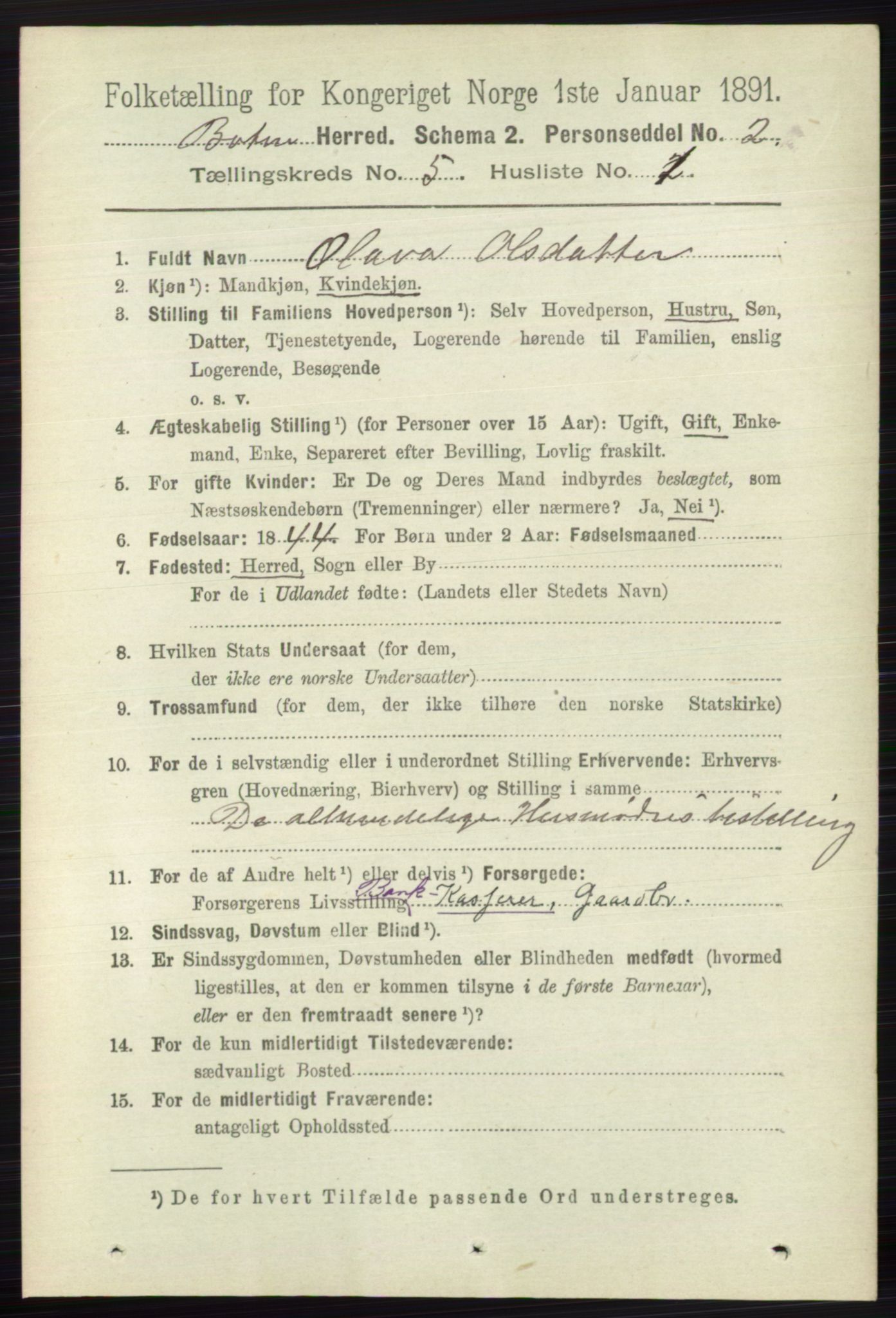 RA, 1891 census for 0715 Botne, 1891, p. 1950