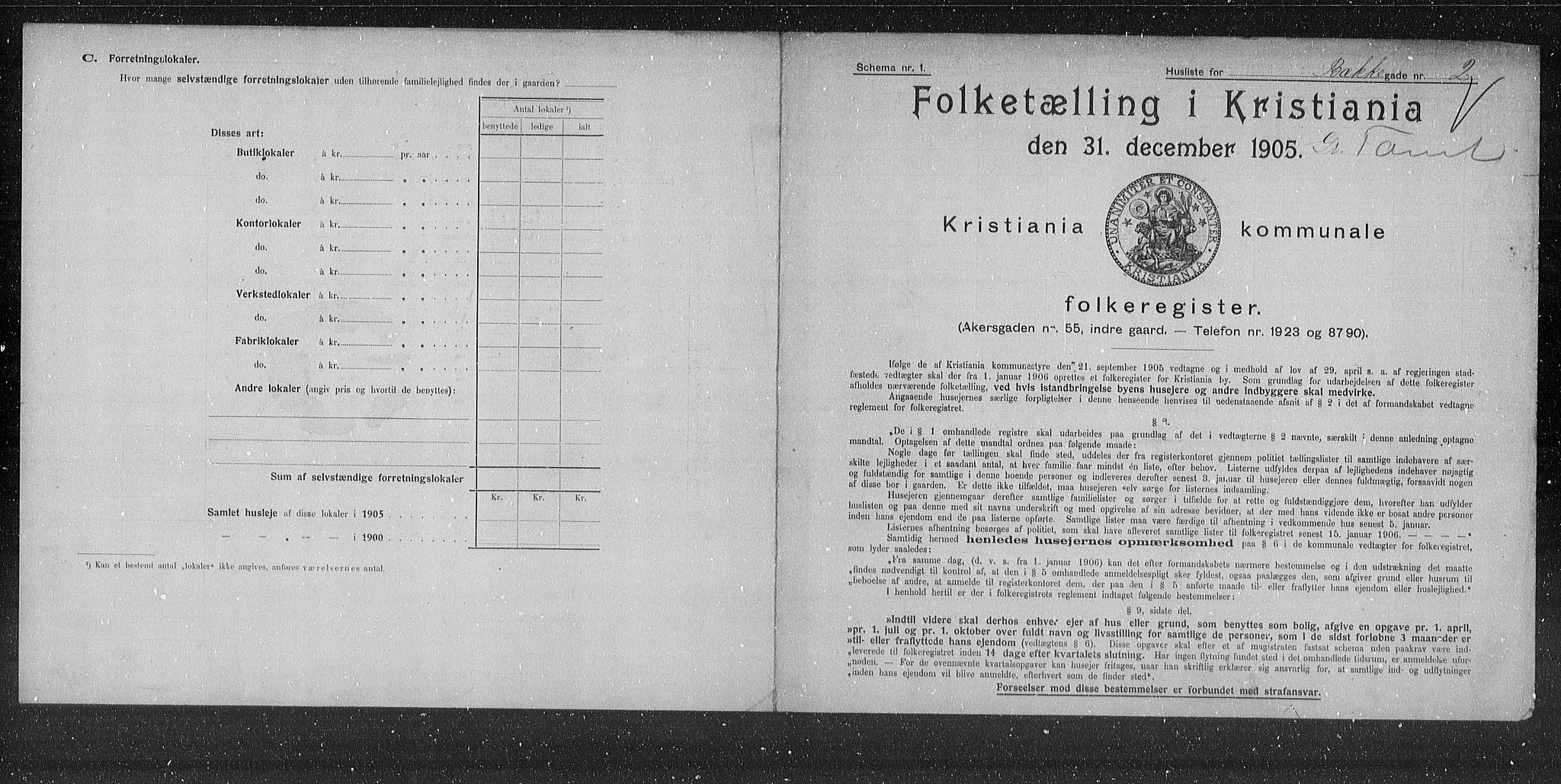 OBA, Municipal Census 1905 for Kristiania, 1905, p. 5723