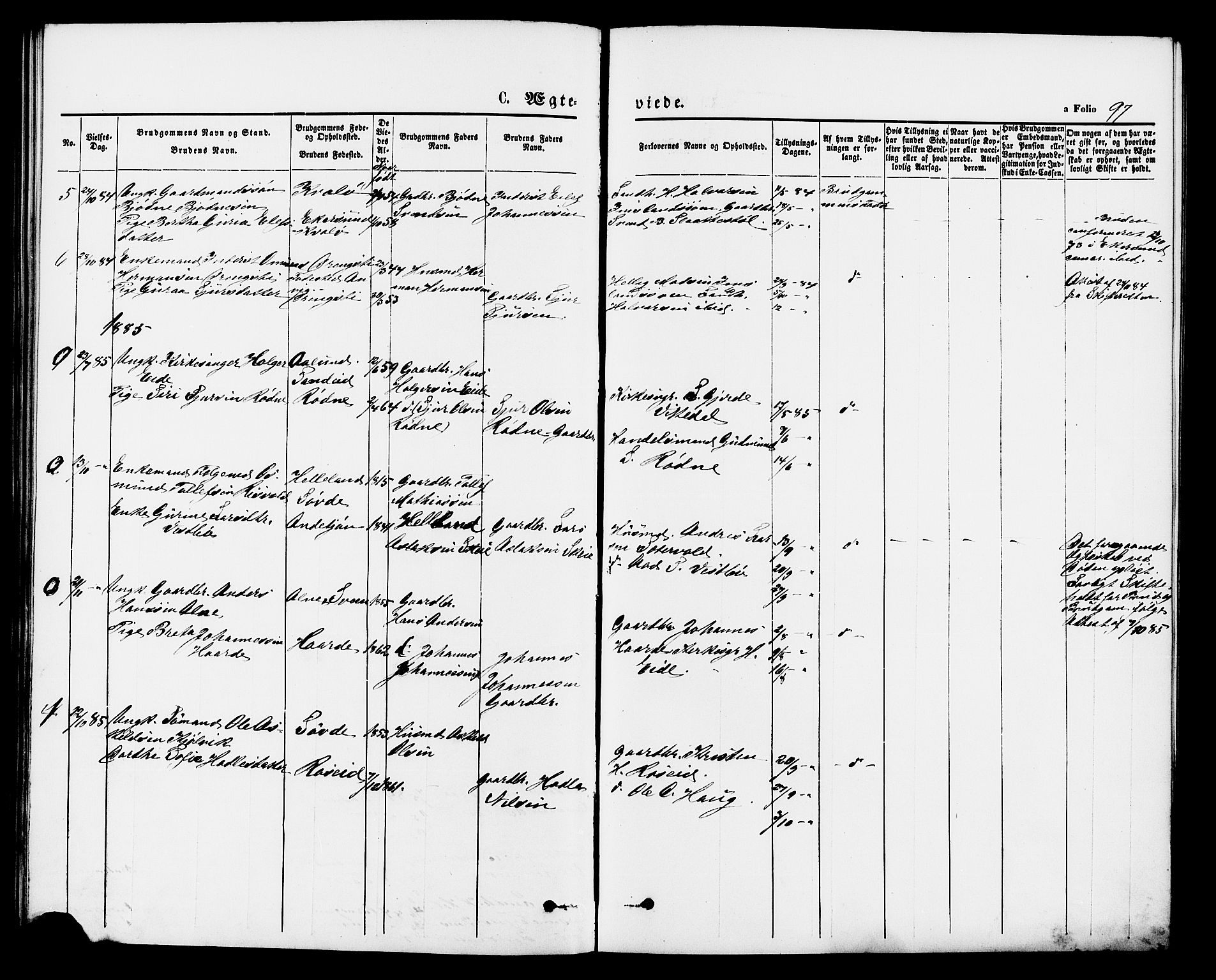 Vikedal sokneprestkontor, AV/SAST-A-101840/01/IV: Parish register (official) no. A 9, 1868-1885, p. 97