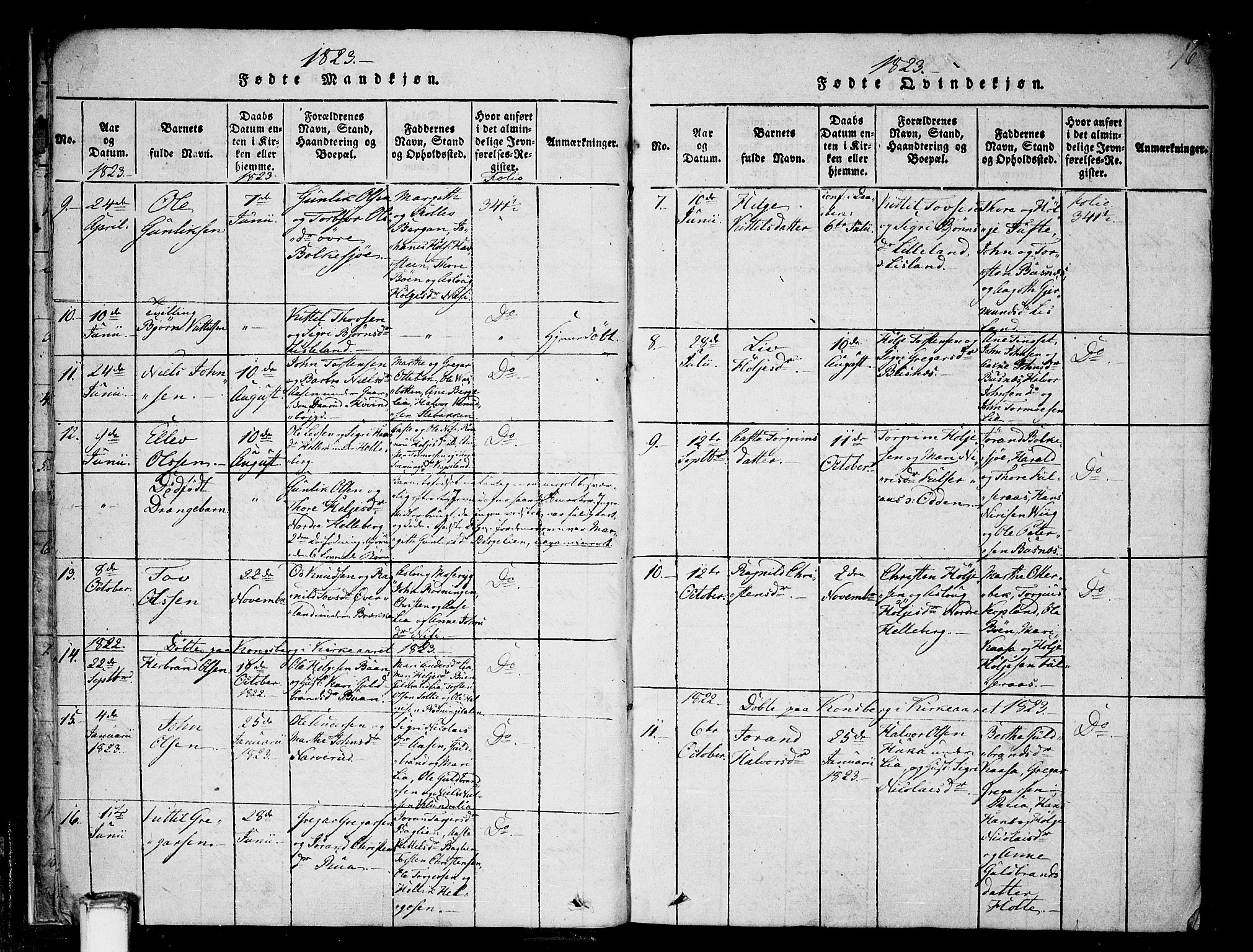 Gransherad kirkebøker, SAKO/A-267/F/Fa/L0001: Parish register (official) no. I 1, 1815-1843, p. 16