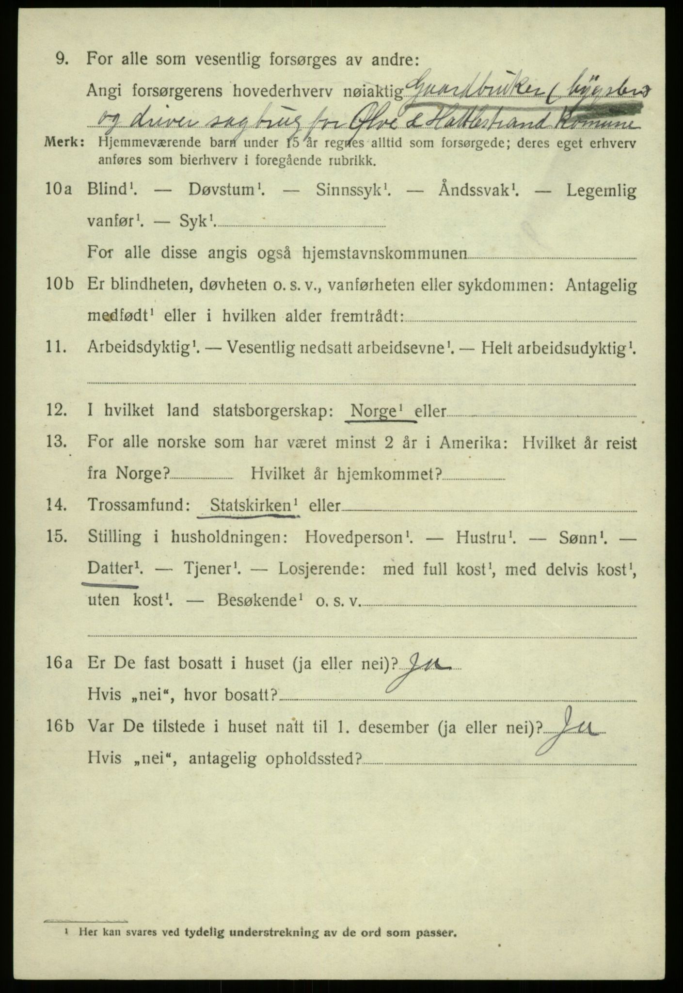 SAB, 1920 census for Strandvik, 1920, p. 4549