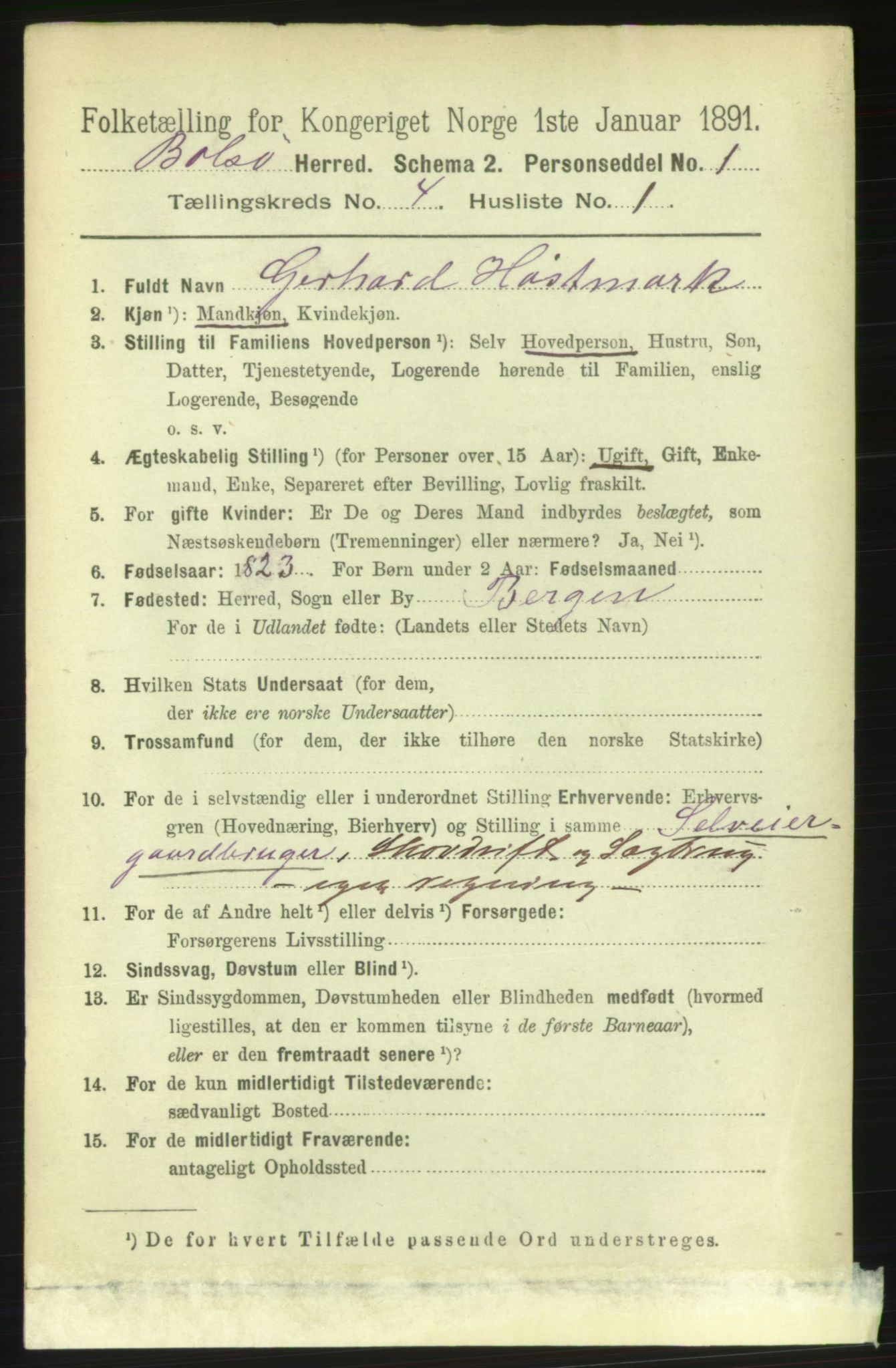 RA, 1891 census for 1544 Bolsøy, 1891, p. 2407