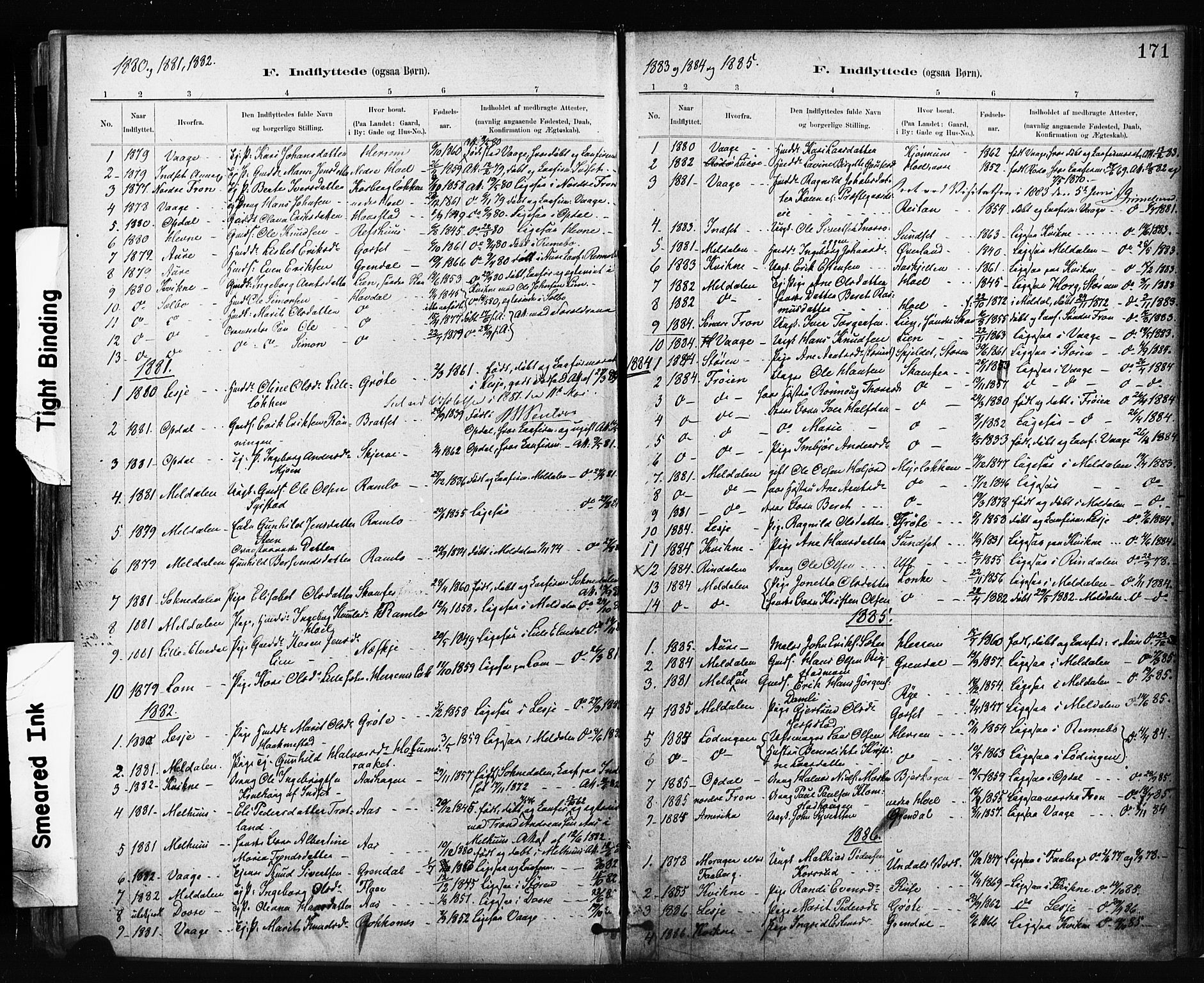 Ministerialprotokoller, klokkerbøker og fødselsregistre - Sør-Trøndelag, SAT/A-1456/674/L0871: Parish register (official) no. 674A03, 1880-1896, p. 171