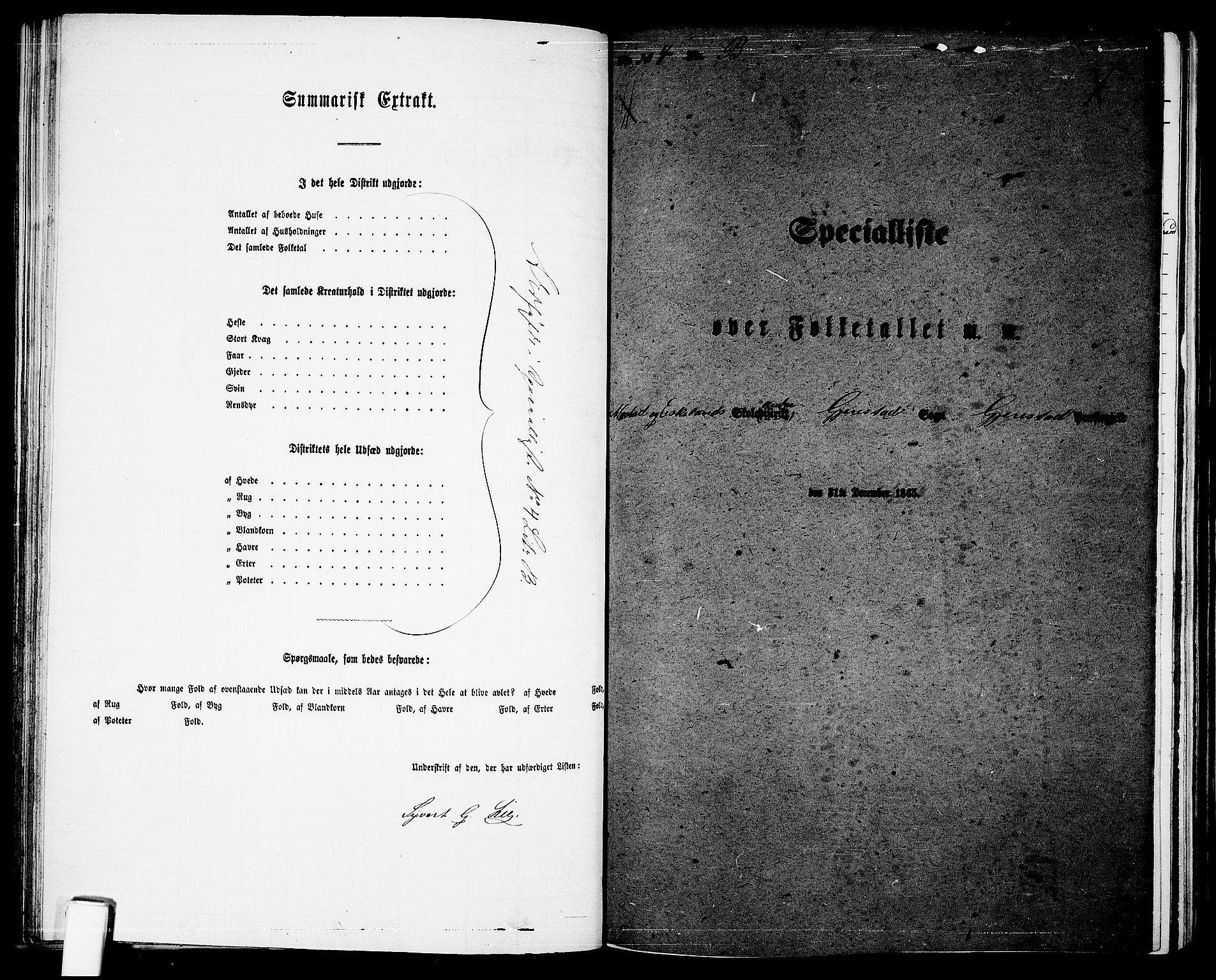 RA, 1865 census for Gjerstad, 1865, p. 74