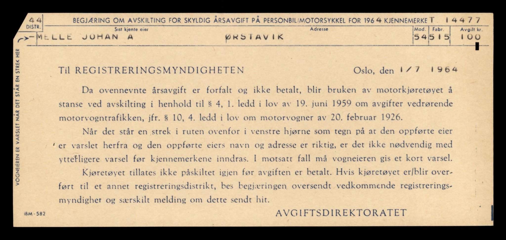 Møre og Romsdal vegkontor - Ålesund trafikkstasjon, AV/SAT-A-4099/F/Fe/L0046: Registreringskort for kjøretøy T 14445 - T 14579, 1927-1998