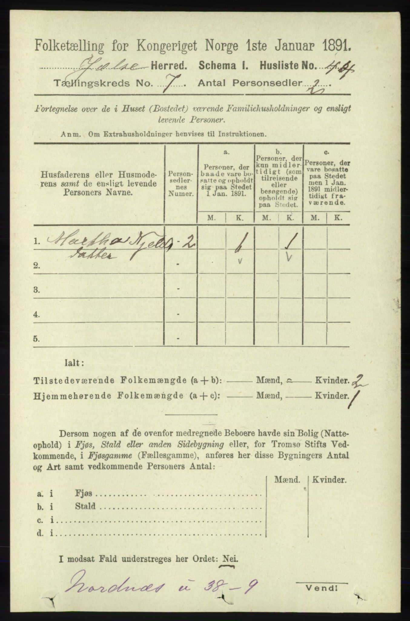 RA, 1891 census for 1138 Jelsa, 1891, p. 1541