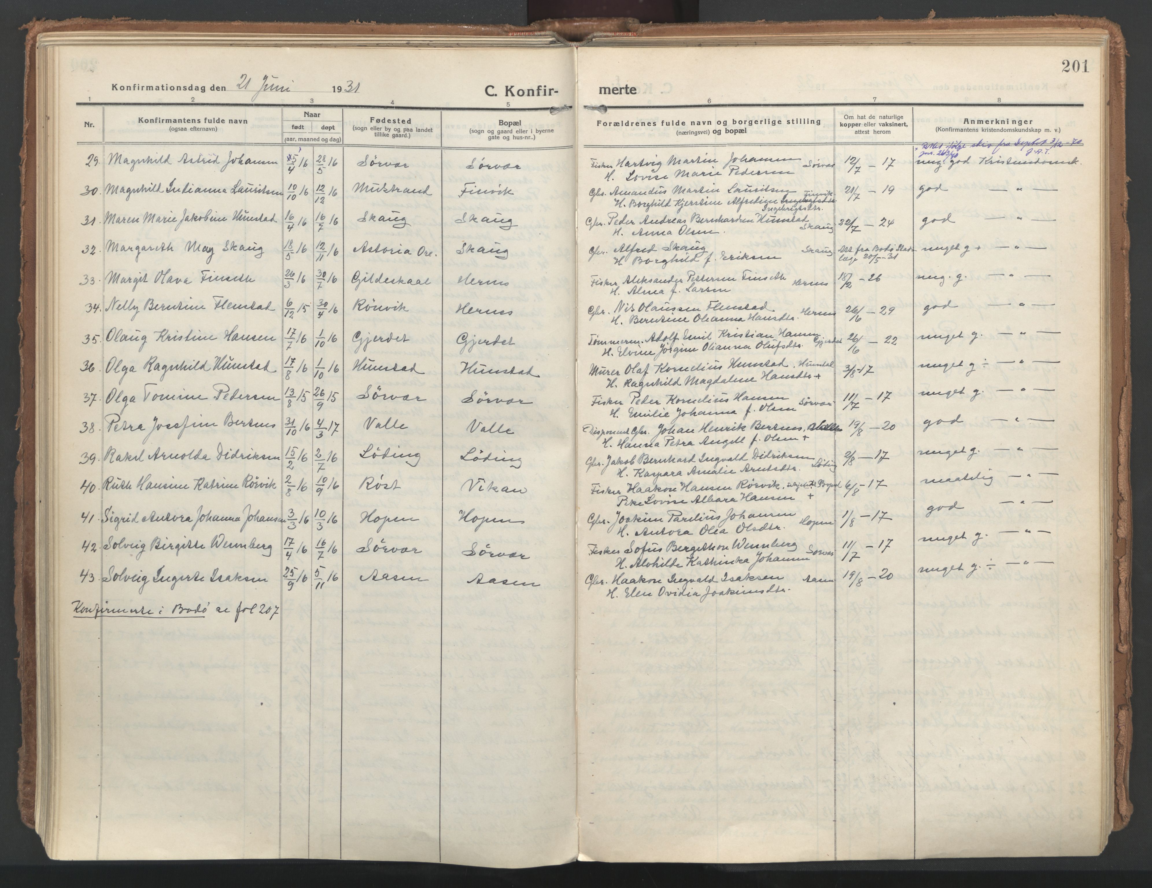 Ministerialprotokoller, klokkerbøker og fødselsregistre - Nordland, AV/SAT-A-1459/802/L0060: Parish register (official) no. 802A07, 1916-1933, p. 201