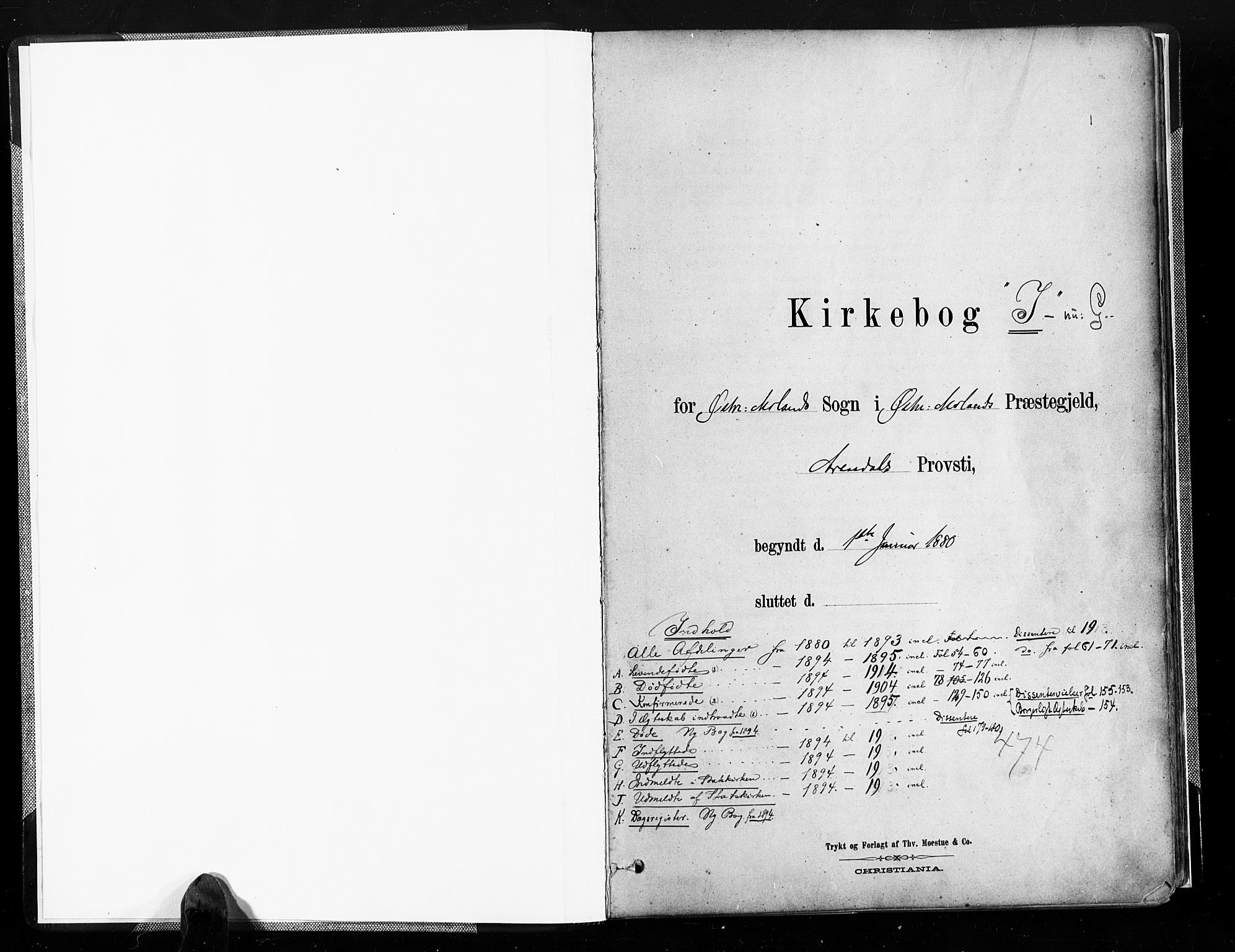 Austre Moland sokneprestkontor, SAK/1111-0001/F/Fa/Faa/L0010: Parish register (official) no. A 10, 1880-1904