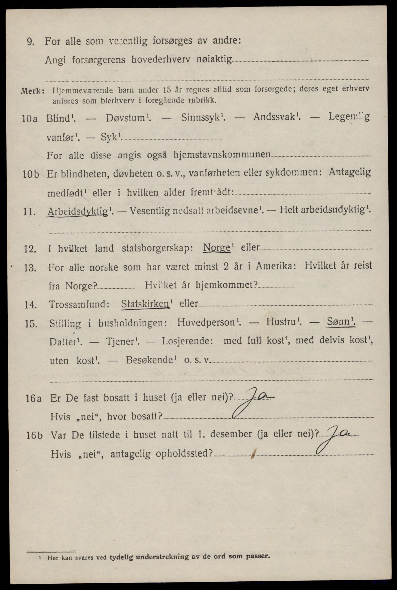 SAST, 1920 census for Klepp, 1920, p. 6581