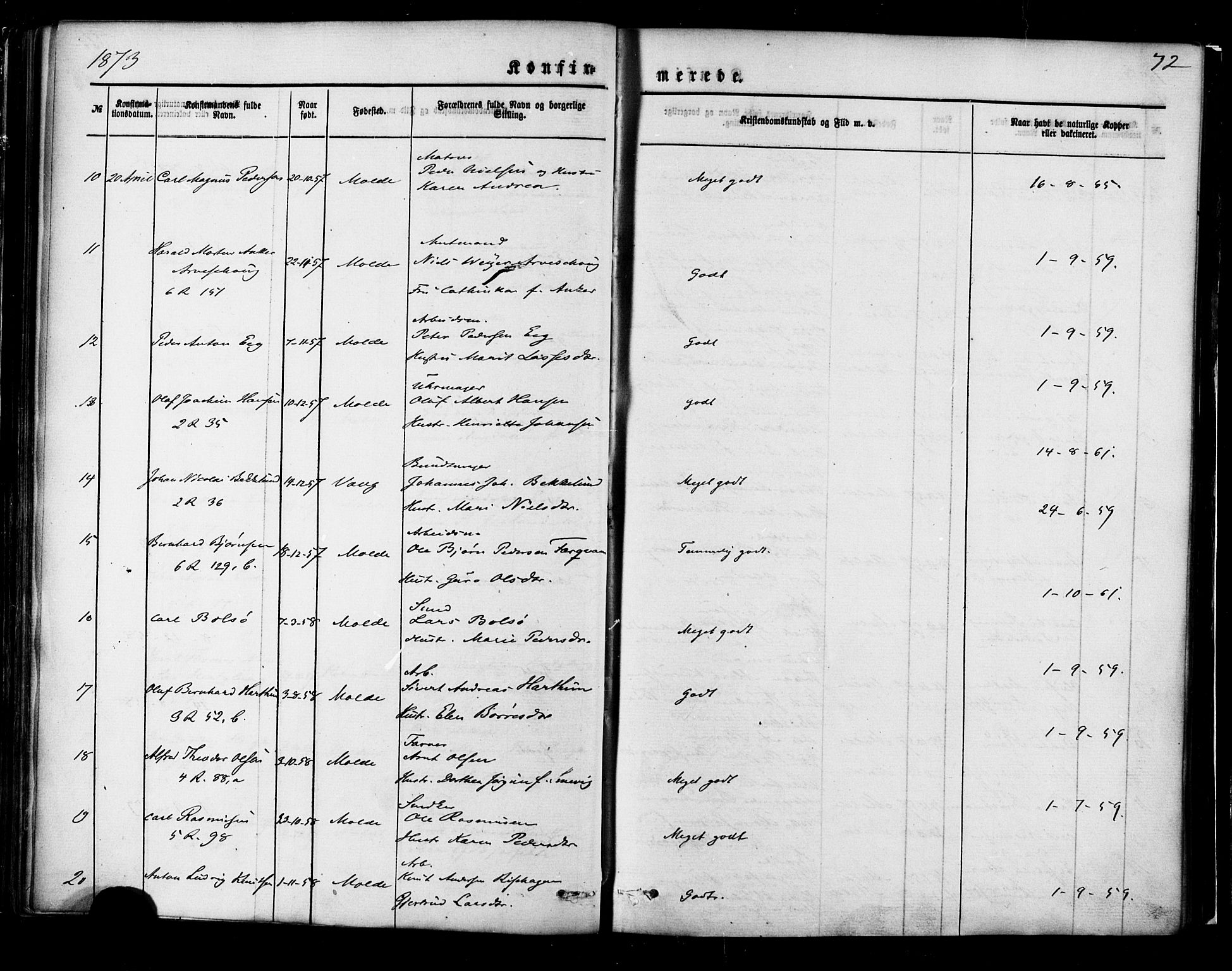 Ministerialprotokoller, klokkerbøker og fødselsregistre - Møre og Romsdal, AV/SAT-A-1454/558/L0691: Parish register (official) no. 558A05, 1873-1886, p. 72