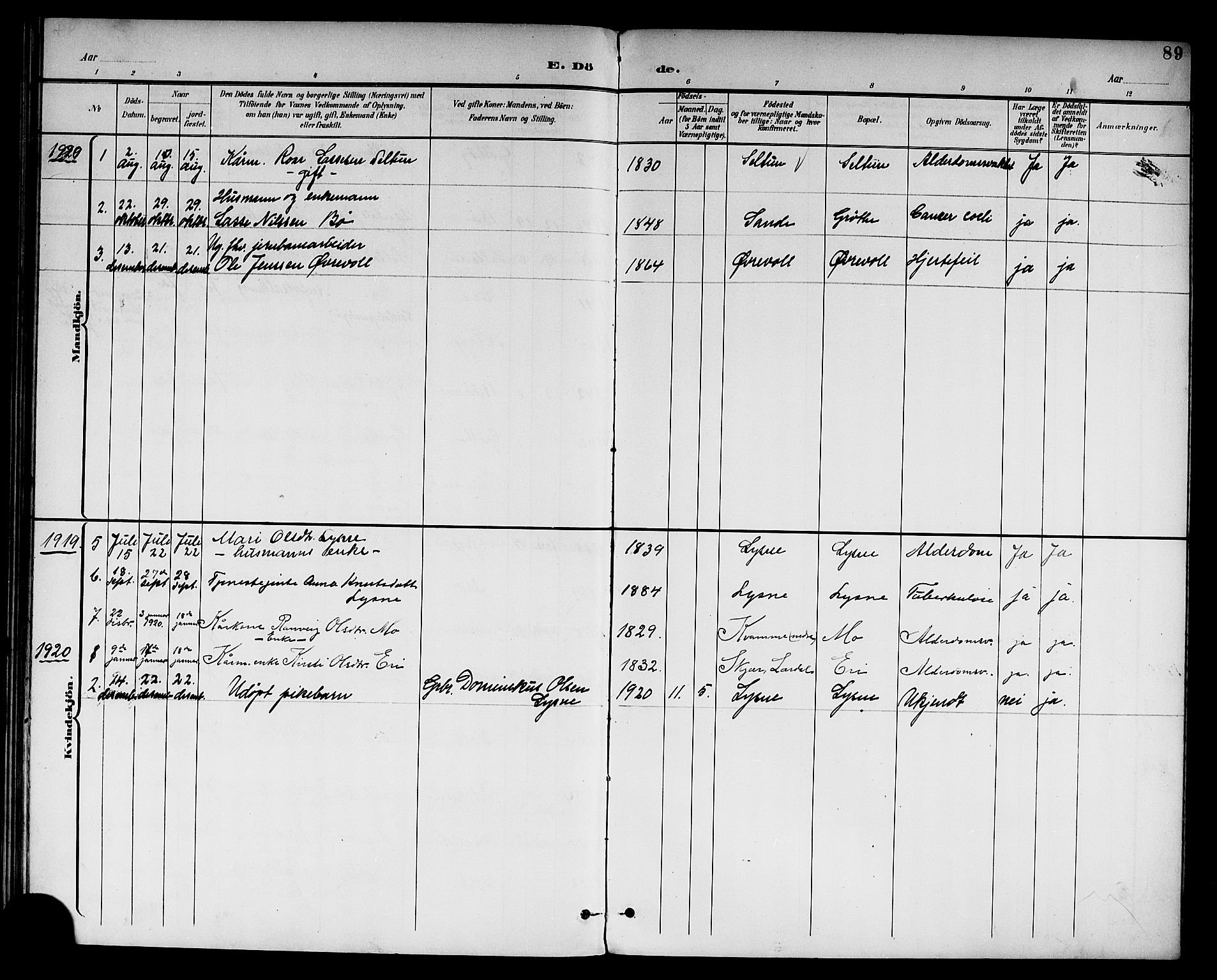 Lærdal sokneprestembete, SAB/A-81201: Parish register (copy) no. A 1, 1897-1920, p. 89