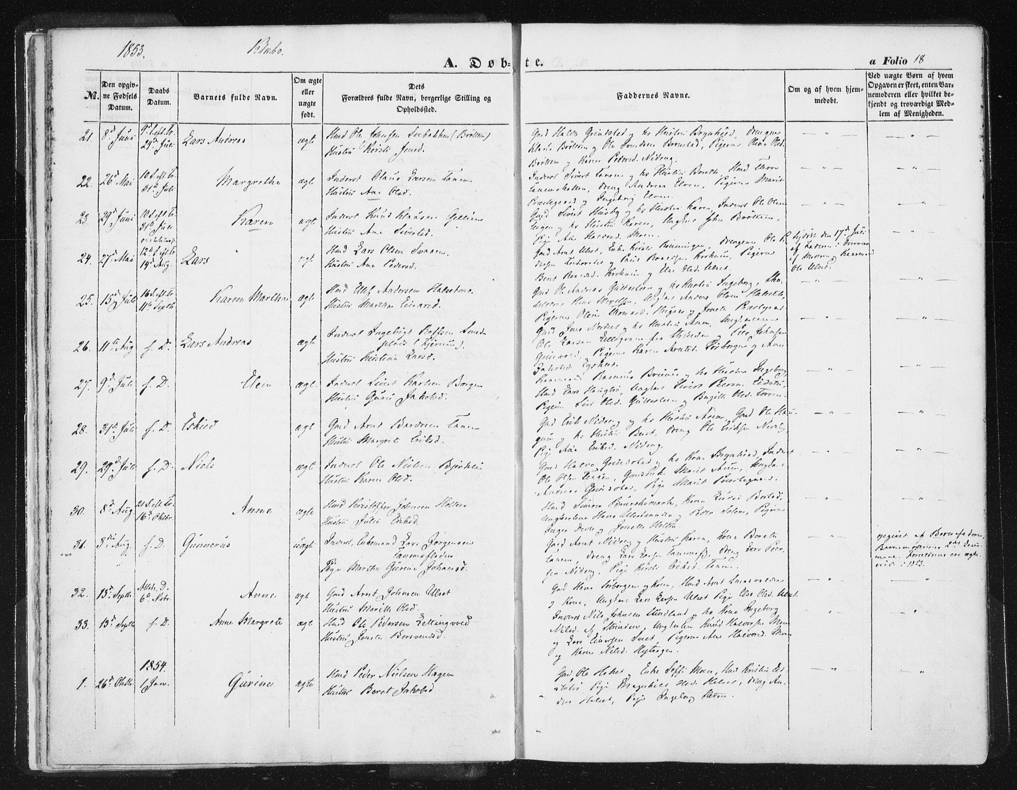 Ministerialprotokoller, klokkerbøker og fødselsregistre - Sør-Trøndelag, SAT/A-1456/618/L0441: Parish register (official) no. 618A05, 1843-1862, p. 18
