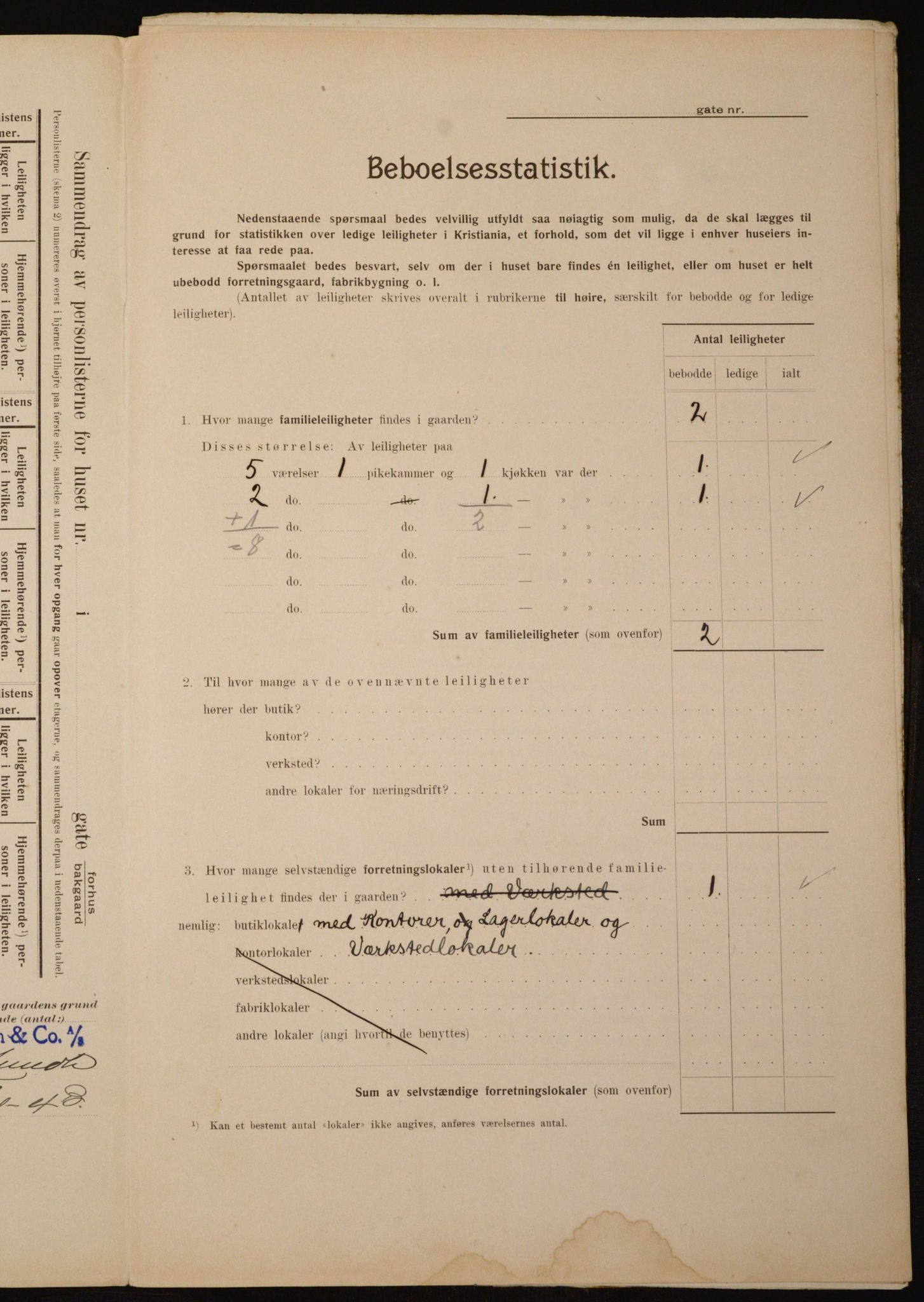 OBA, Municipal Census 1910 for Kristiania, 1910, p. 45615