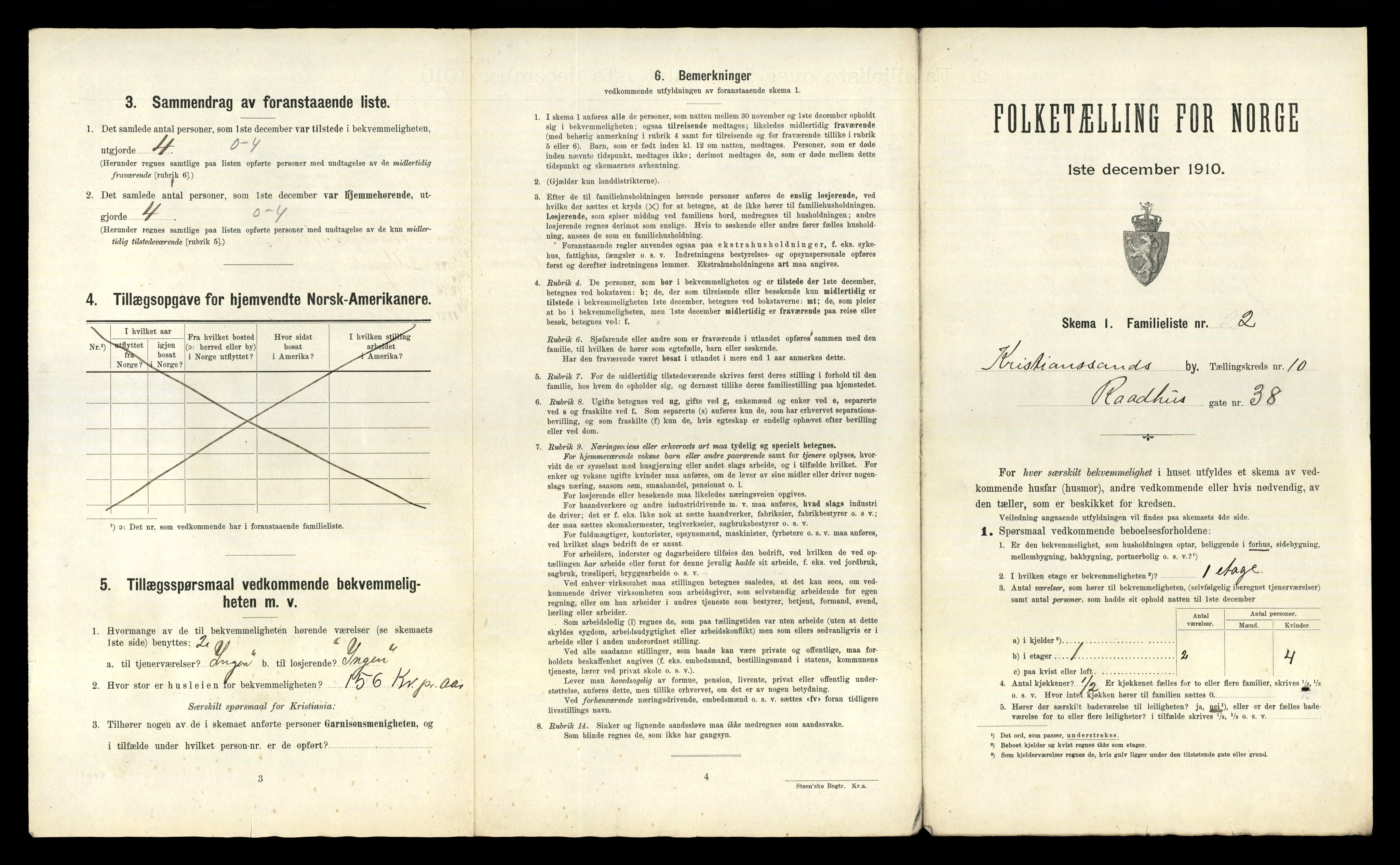 RA, 1910 census for Kristiansand, 1910, p. 2260