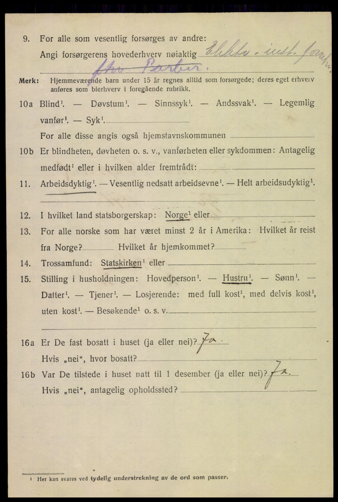 SAH, 1920 census for Lillehammer, 1920, p. 10063