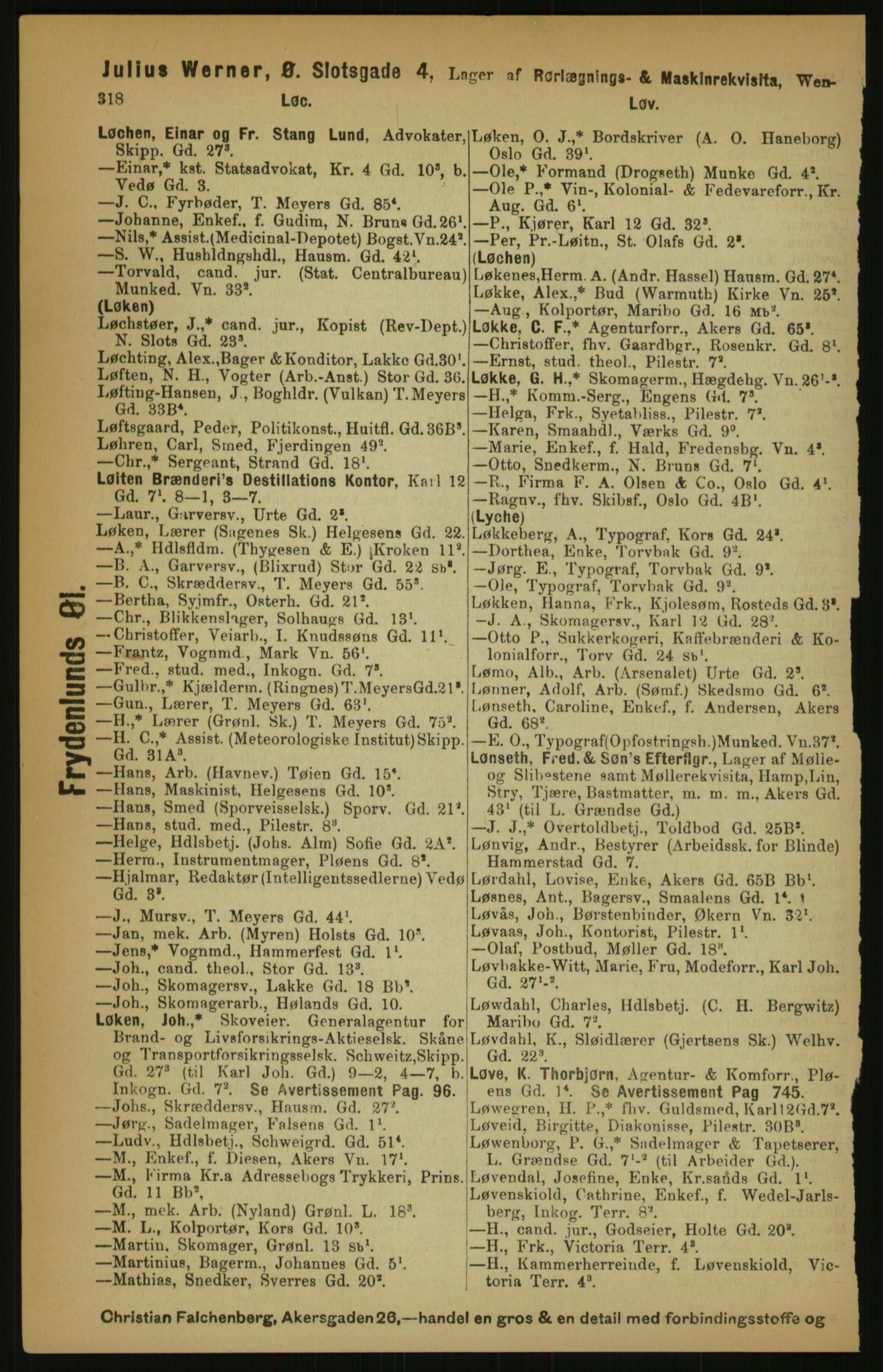 Kristiania/Oslo adressebok, PUBL/-, 1891, p. 318