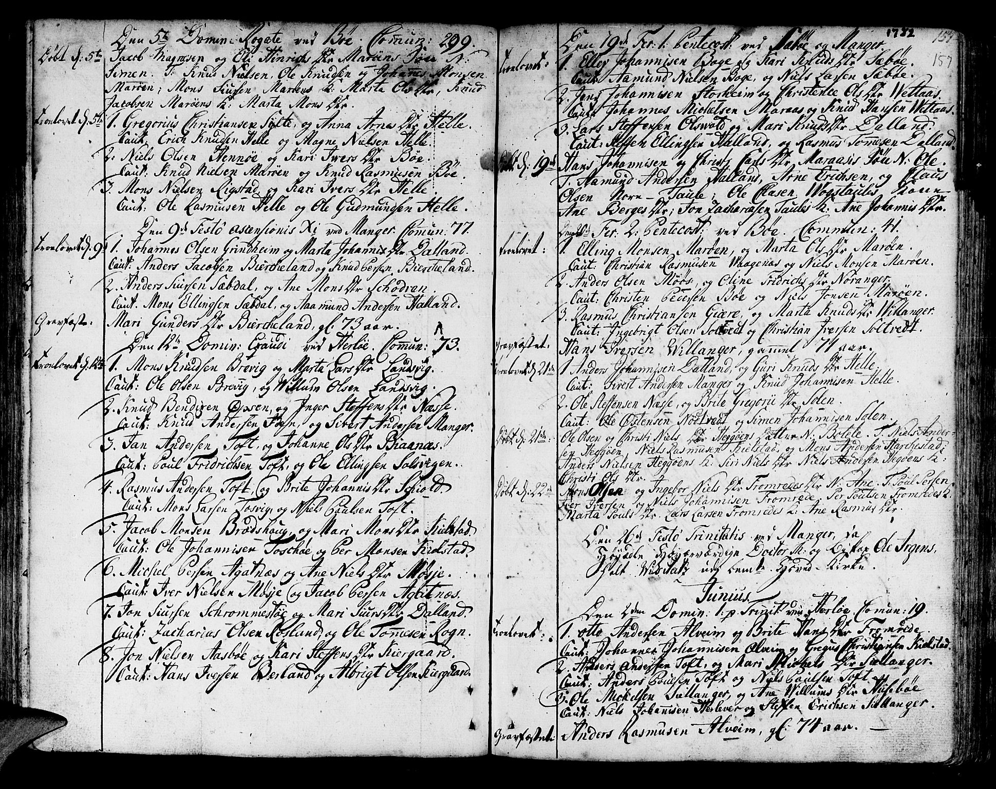 Manger sokneprestembete, AV/SAB-A-76801/H/Haa: Parish register (official) no. A 1, 1759-1791, p. 157