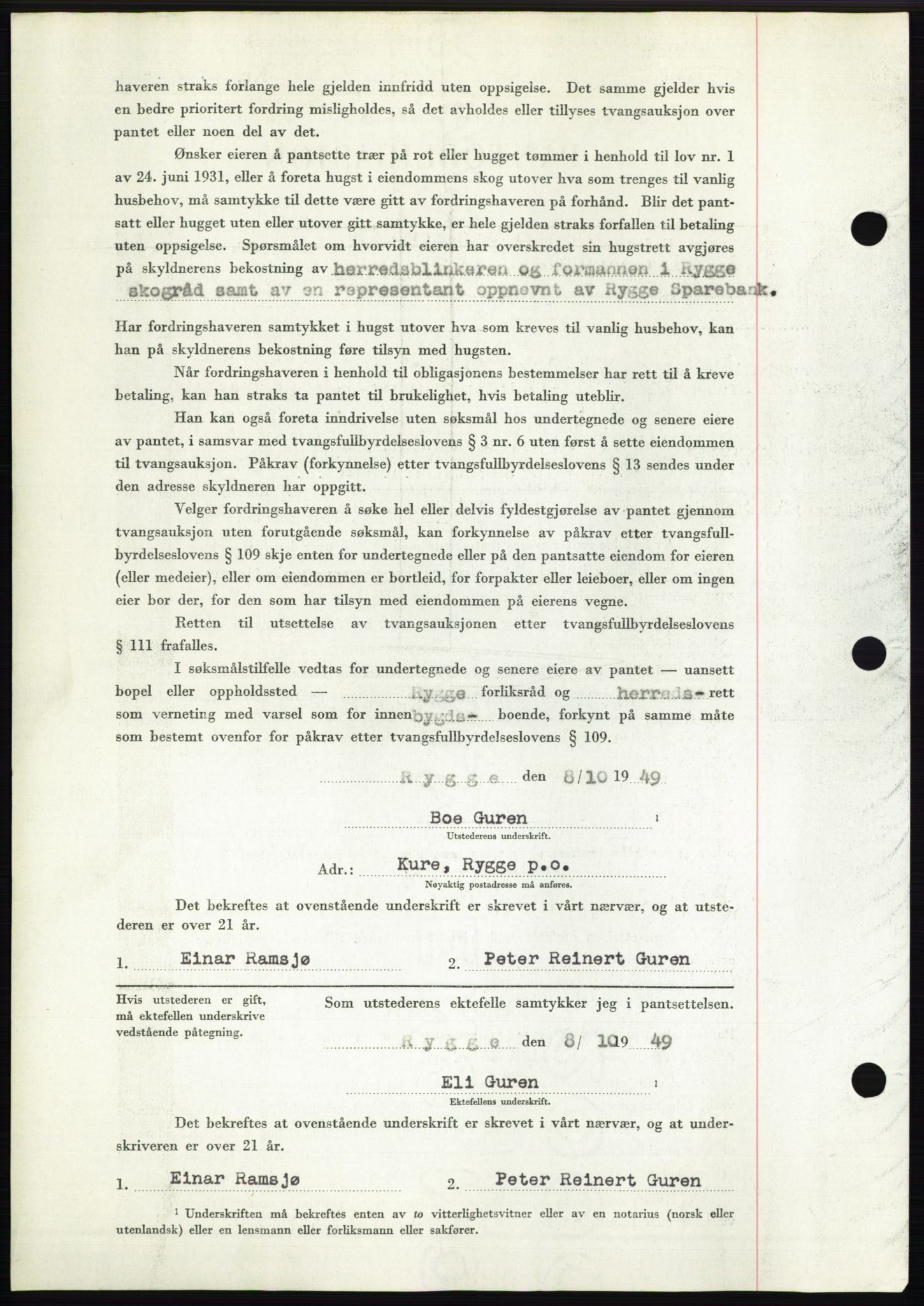 Moss sorenskriveri, AV/SAO-A-10168: Mortgage book no. B23, 1949-1950, Diary no: : 3171/1949