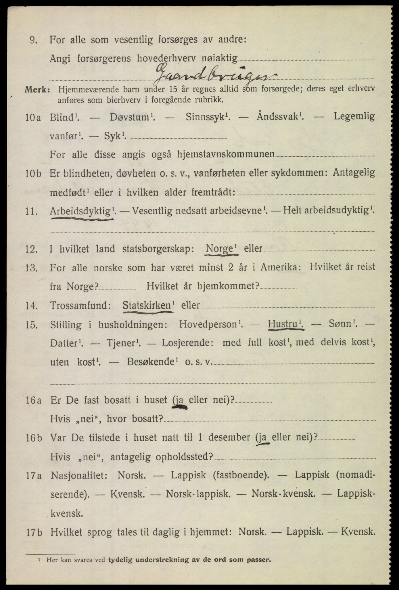 SAT, 1920 census for Skjerstad, 1920, p. 2158