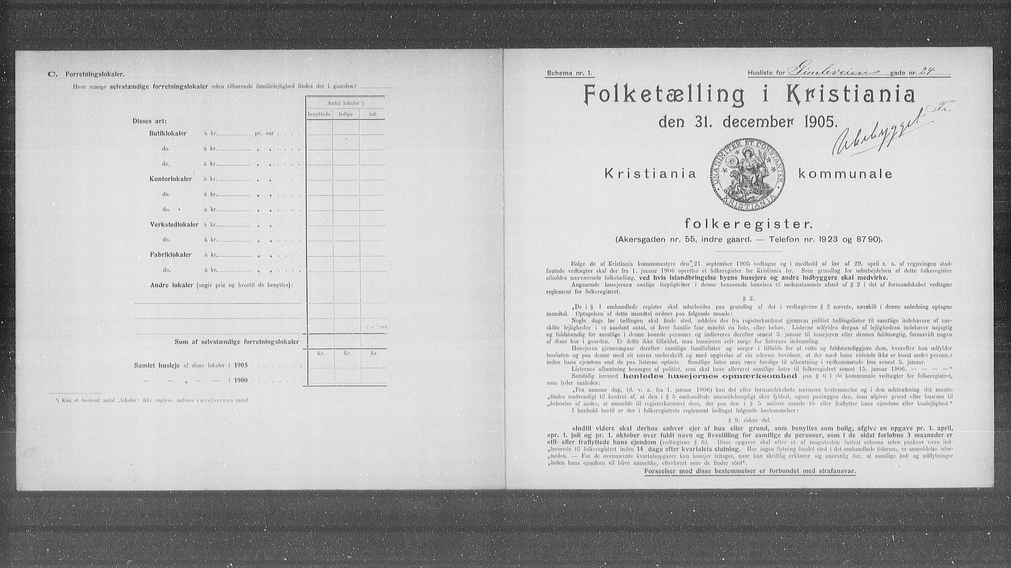 OBA, Municipal Census 1905 for Kristiania, 1905, p. 15076