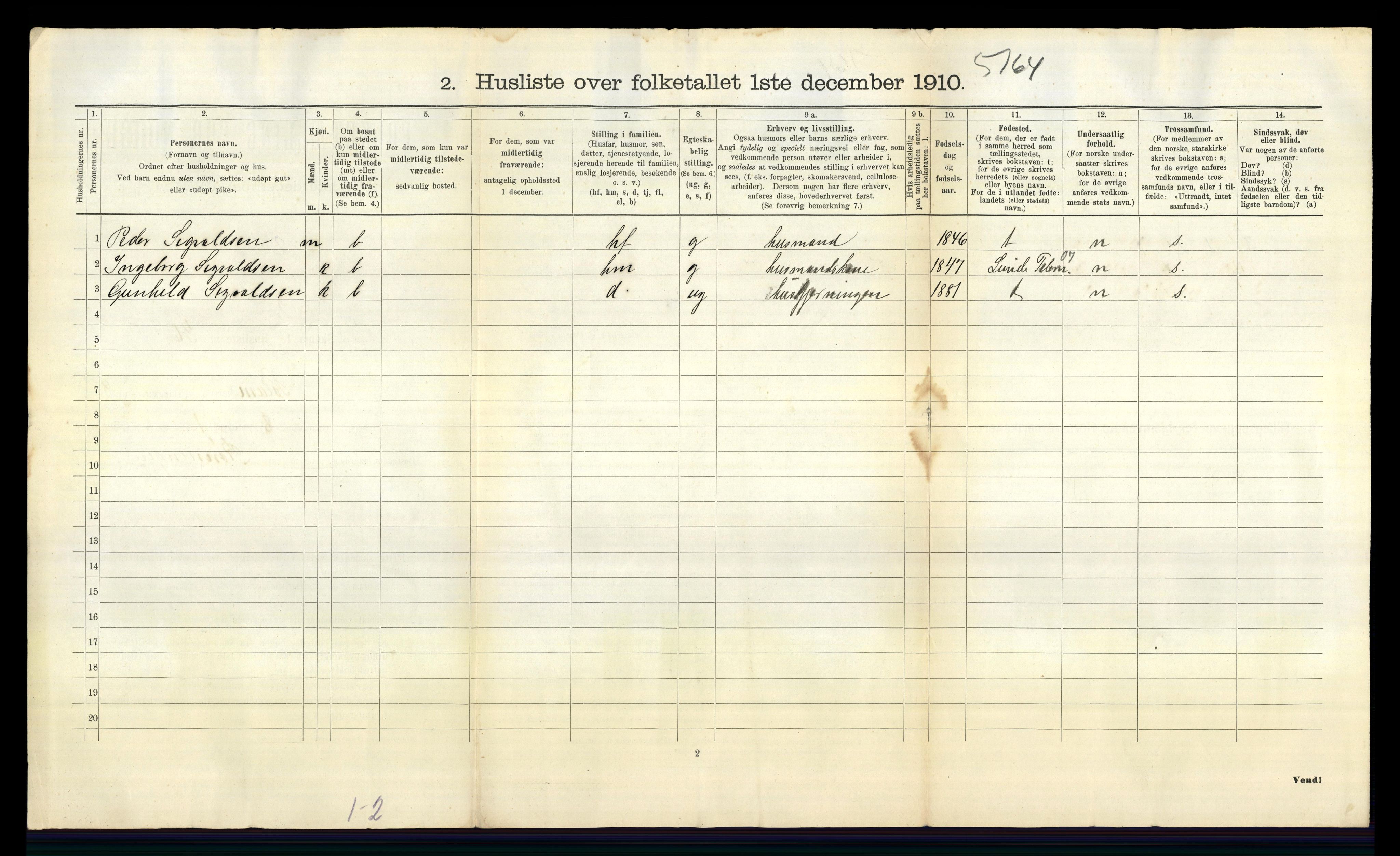 RA, 1910 census for Solum, 1910, p. 682